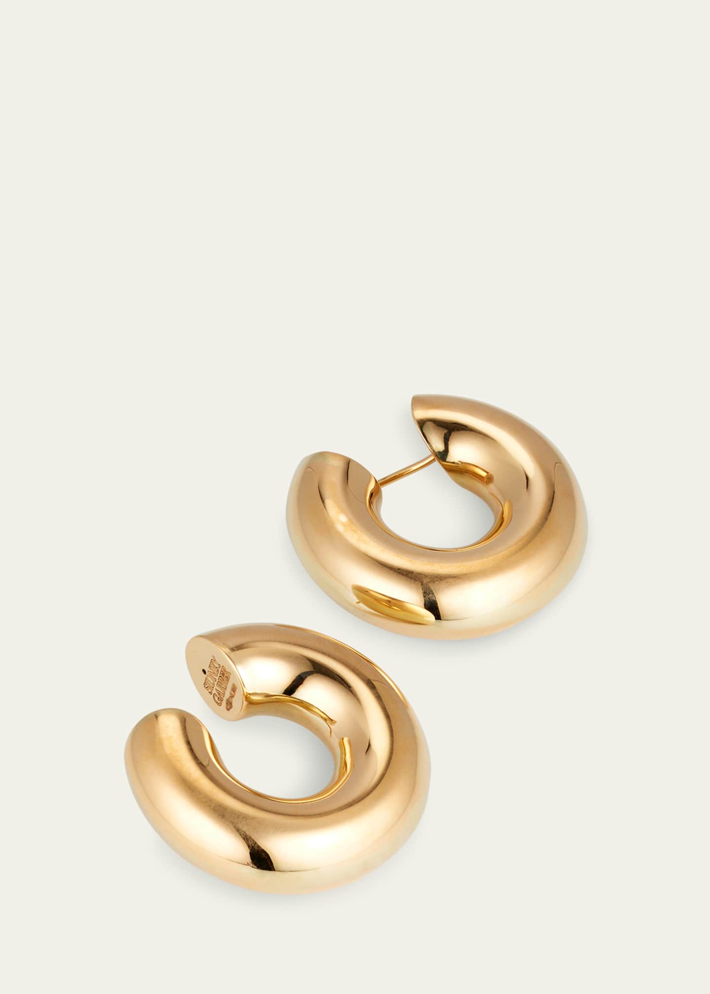 Sidney Garber 18K Yellow Gold Wide Tubular Hoop Earrings, 1.26" Image 2 of 3