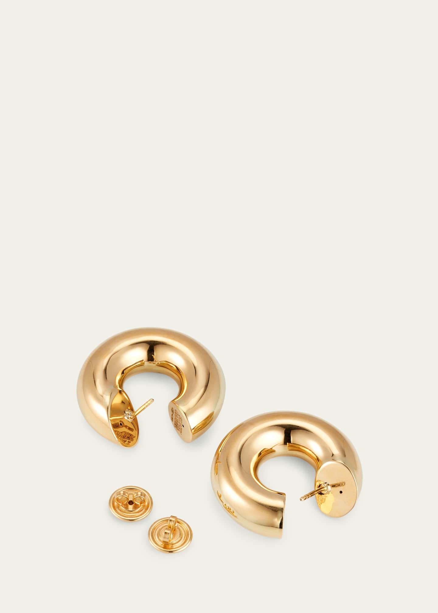 Sidney Garber 18K Yellow Gold Wide Tubular Hoop Earrings, 1.26" Image 3 of 3
