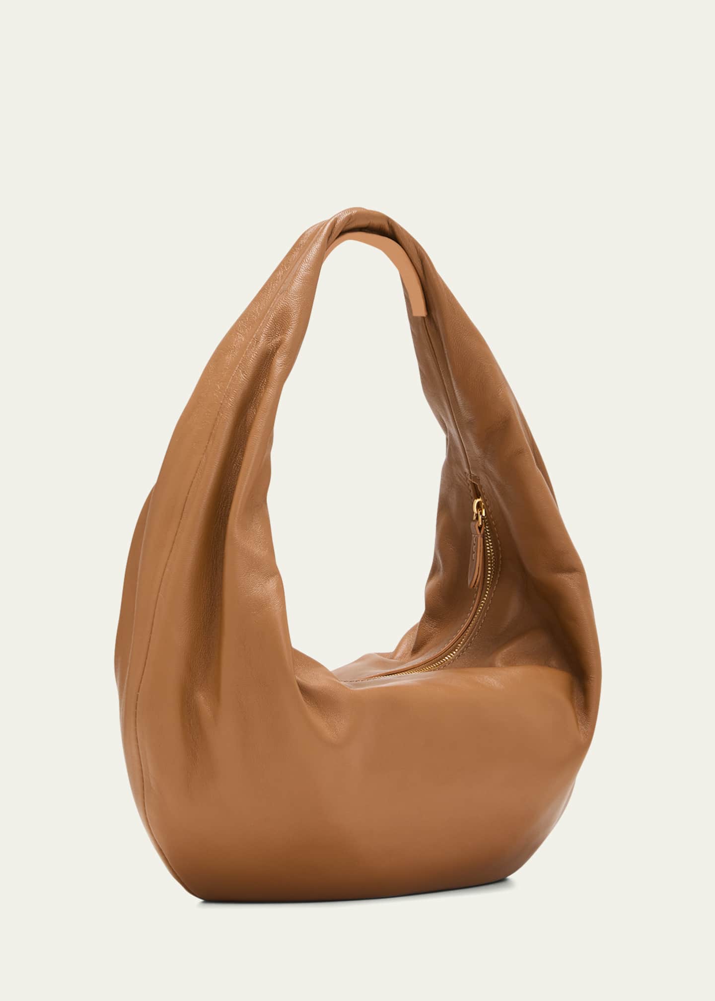 The Medium Olivia Hobo In Taupe Leather by Khaite at ORCHARD MILE
