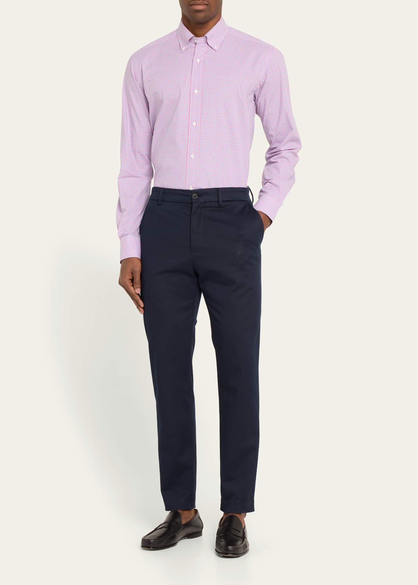 Bergdorf Goodman Men's Cotton Micro-Check Sport Shirt Image 2 of 5
