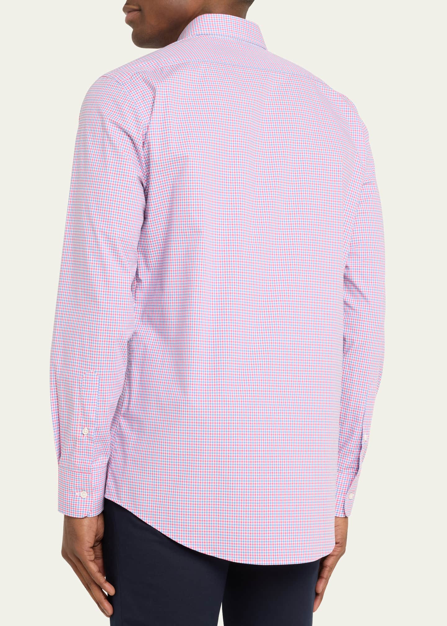 Bergdorf Goodman Men's Cotton Micro-Check Sport Shirt Image 3 of 5
