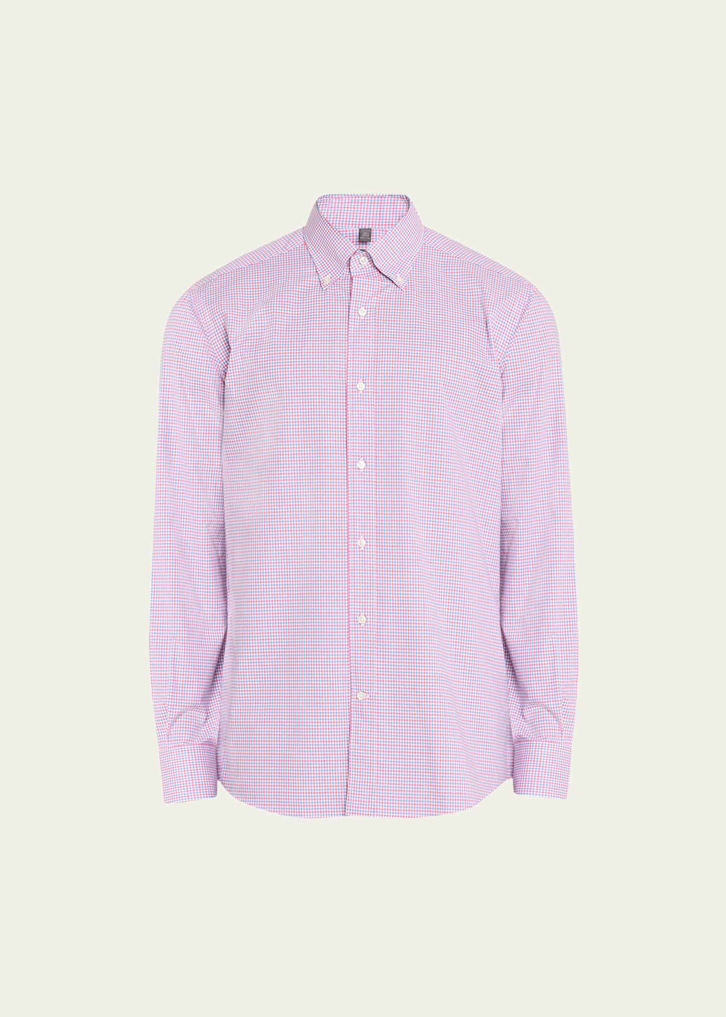Bergdorf Goodman Men's Cotton Micro-Check Sport Shirt Image 1 of 5