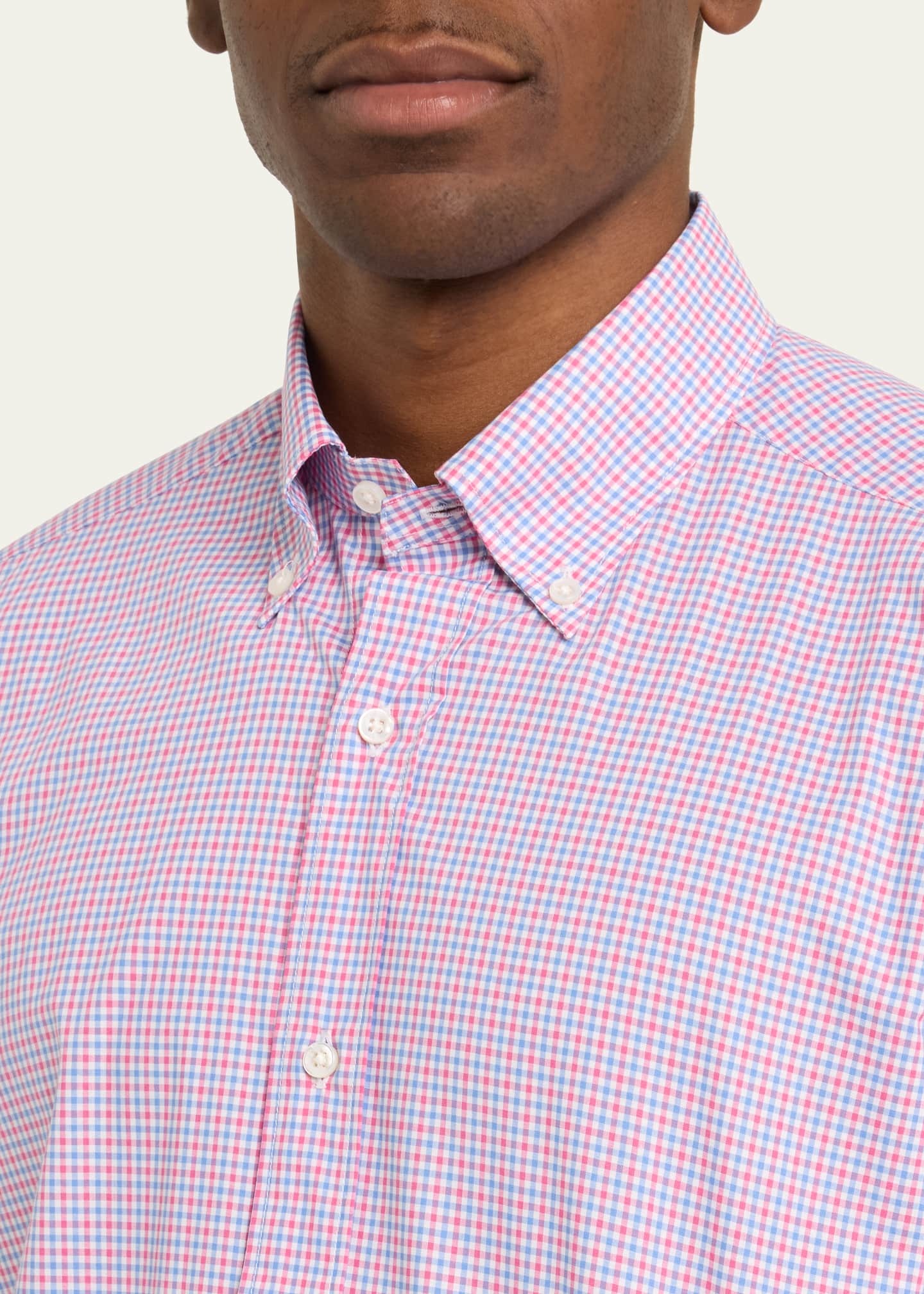 Bergdorf Goodman Men's Cotton Micro-Check Sport Shirt Image 5 of 5
