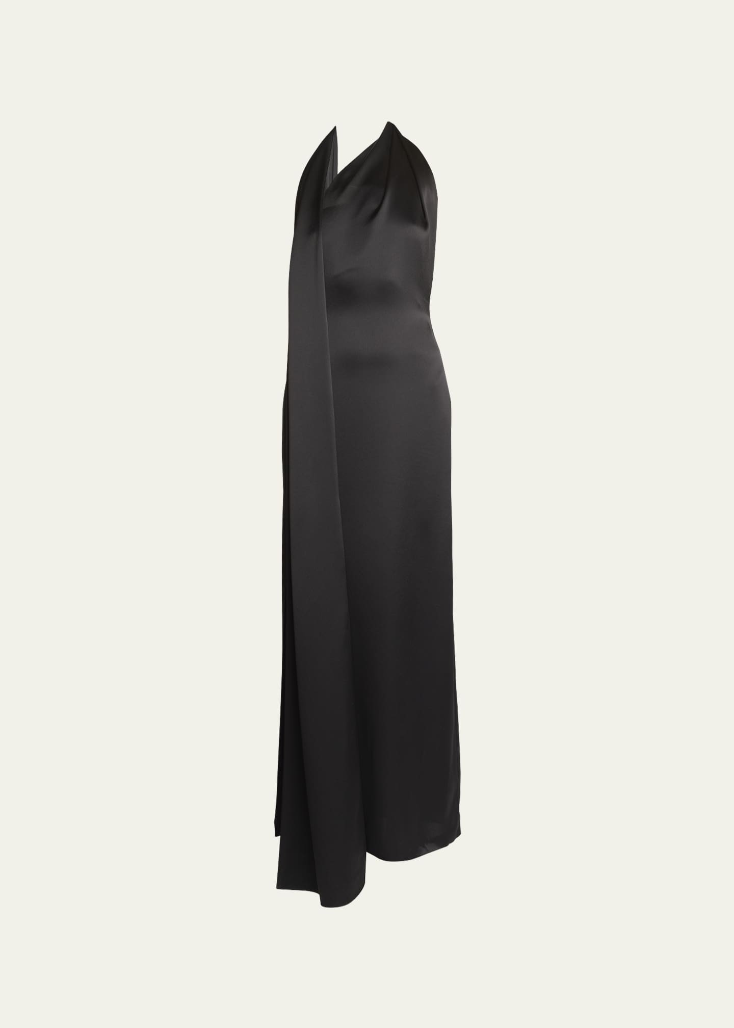 Loewe One-Shoulder Satin Dress with Scarf Detail - Bergdorf Goodman