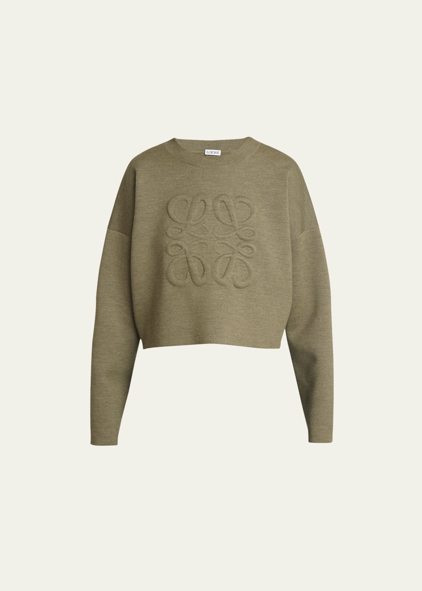 Loewe Short Wool Sweater with Anagram Detail - Bergdorf Goodman