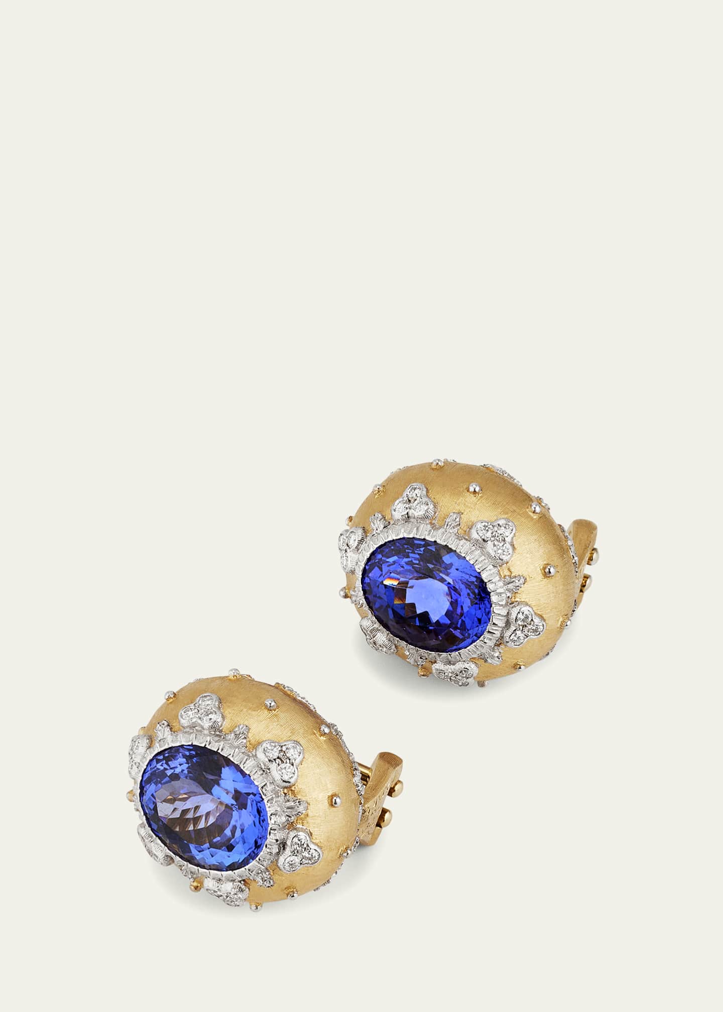 Buccellati 18k Gold Macri Color Earrings With Tanzanite And Diamonds Image 3 of 4