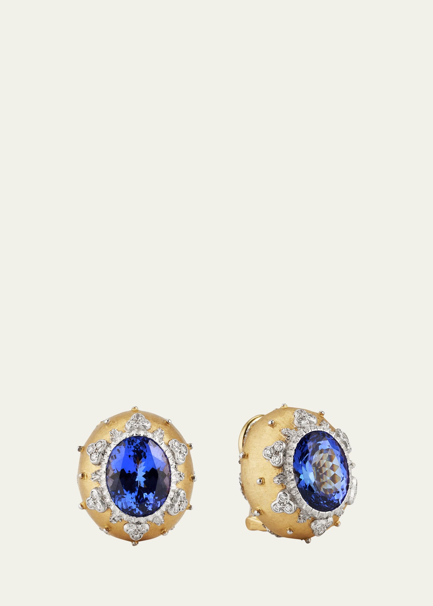 Buccellati 18k Gold Macri Color Earrings With Tanzanite And Diamonds Image 1 of 4