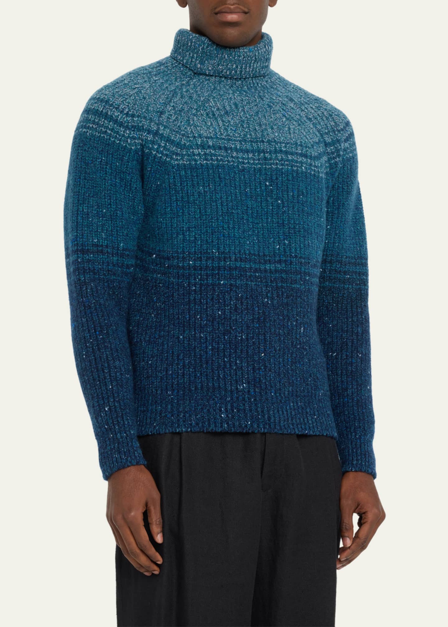 Inis Meain Men's Wool-Cashmere Landscape Boatbuilder Turtleneck Sweater ...
