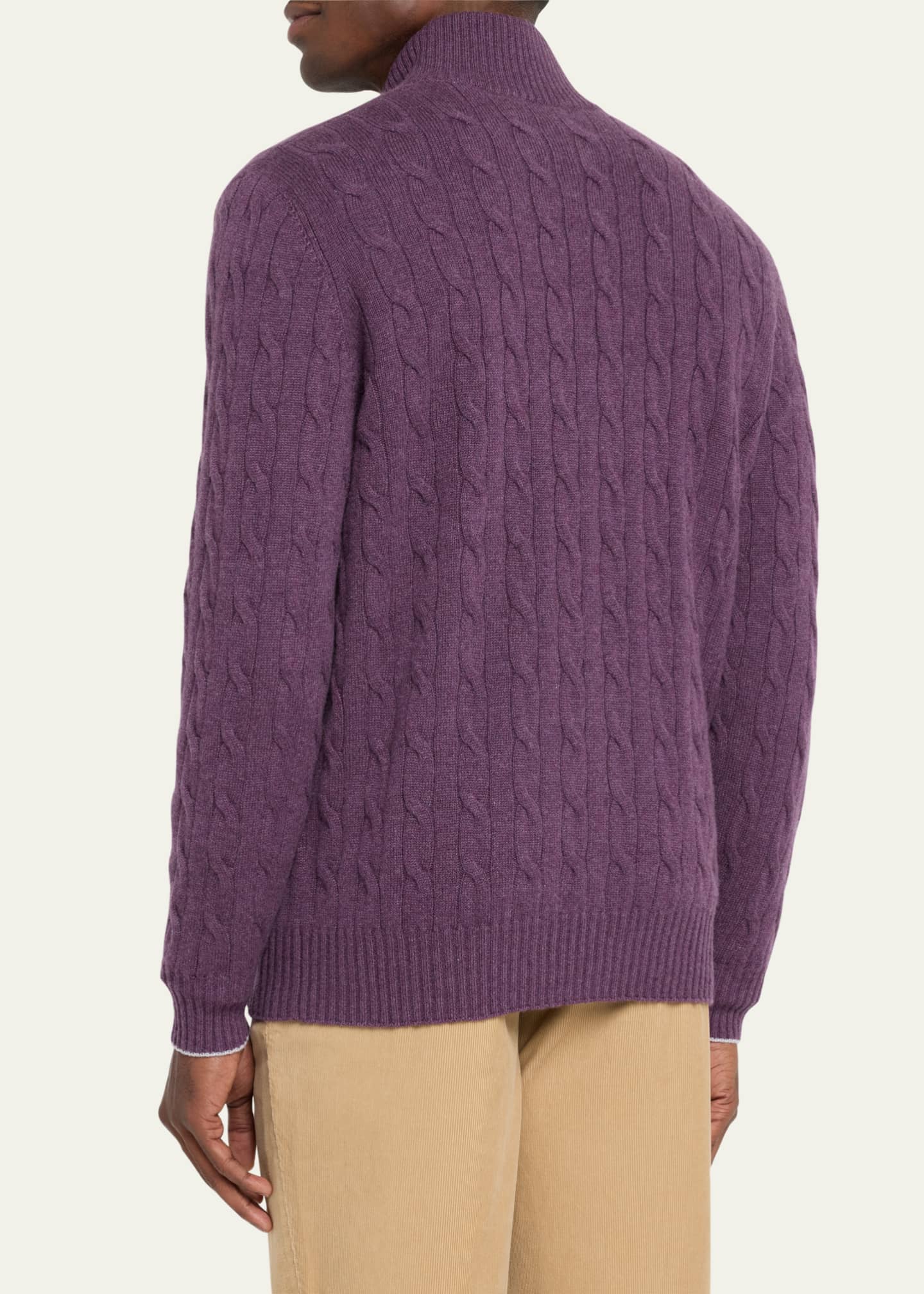 Brunello Cucinelli Men's CableKnit Quarter Zip Sweater Bergdorf Goodman