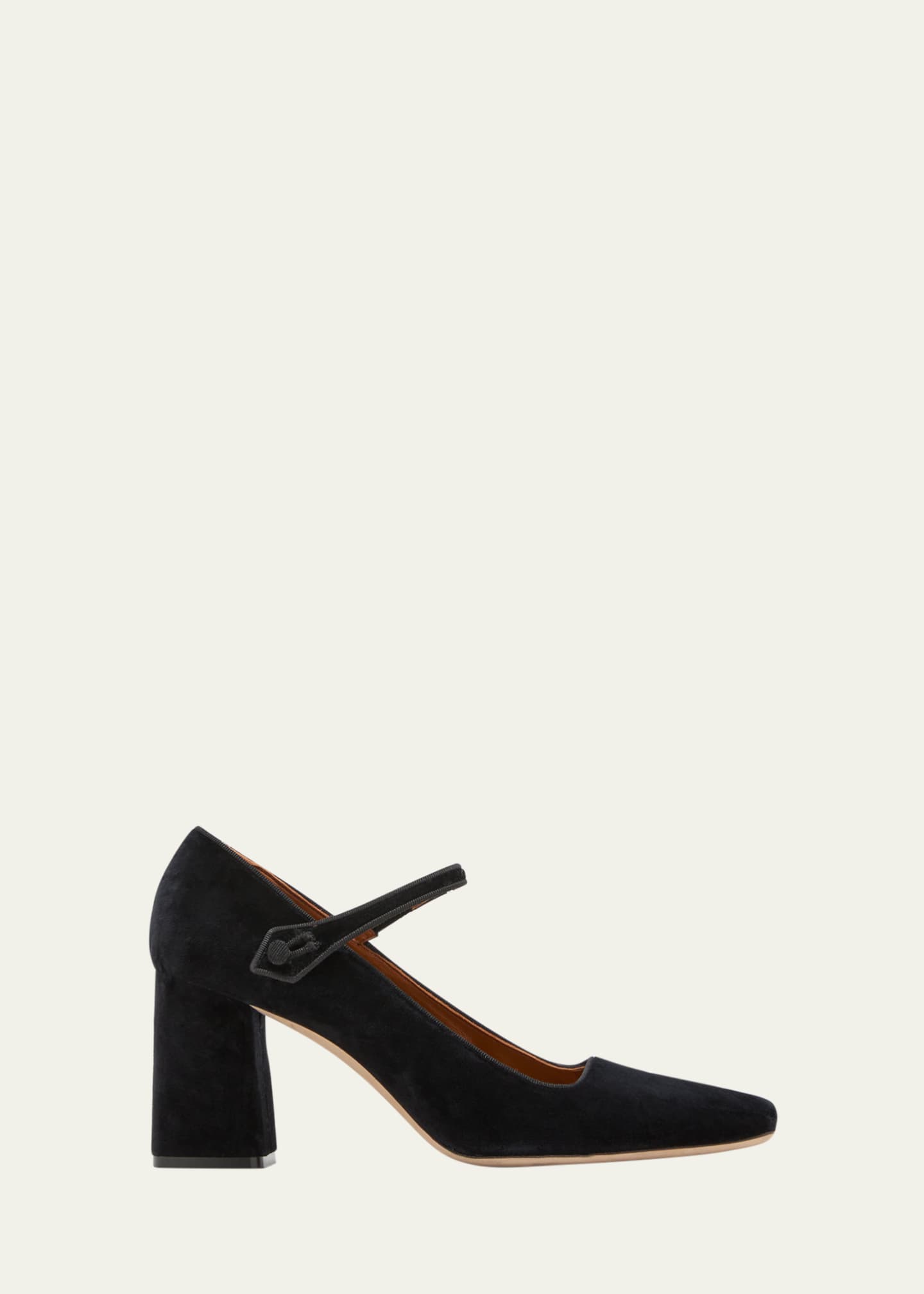 Velvet pumps block heel hot sale