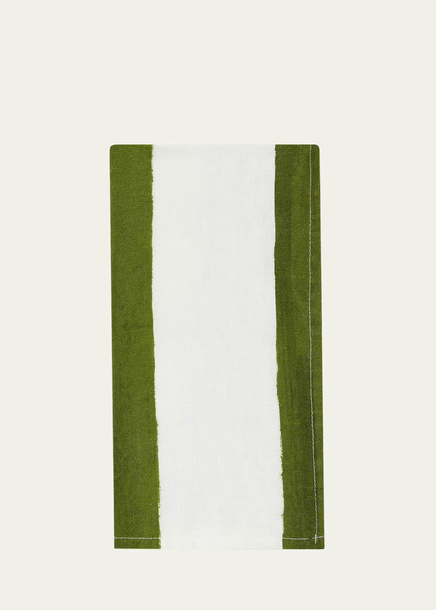 SUMMERILL & BISHOP Avocado Green Stripe Napkins, 20" Square Image 2 of 3