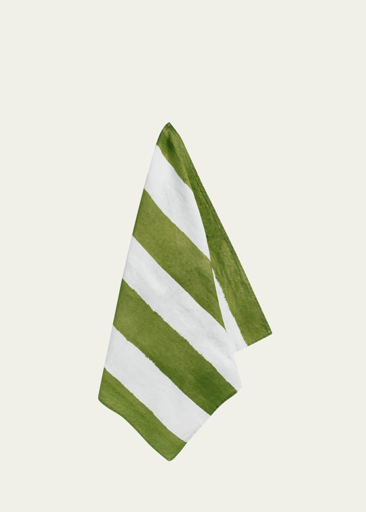 SUMMERILL & BISHOP Avocado Green Stripe Napkins, 20" Square Image 3 of 3
