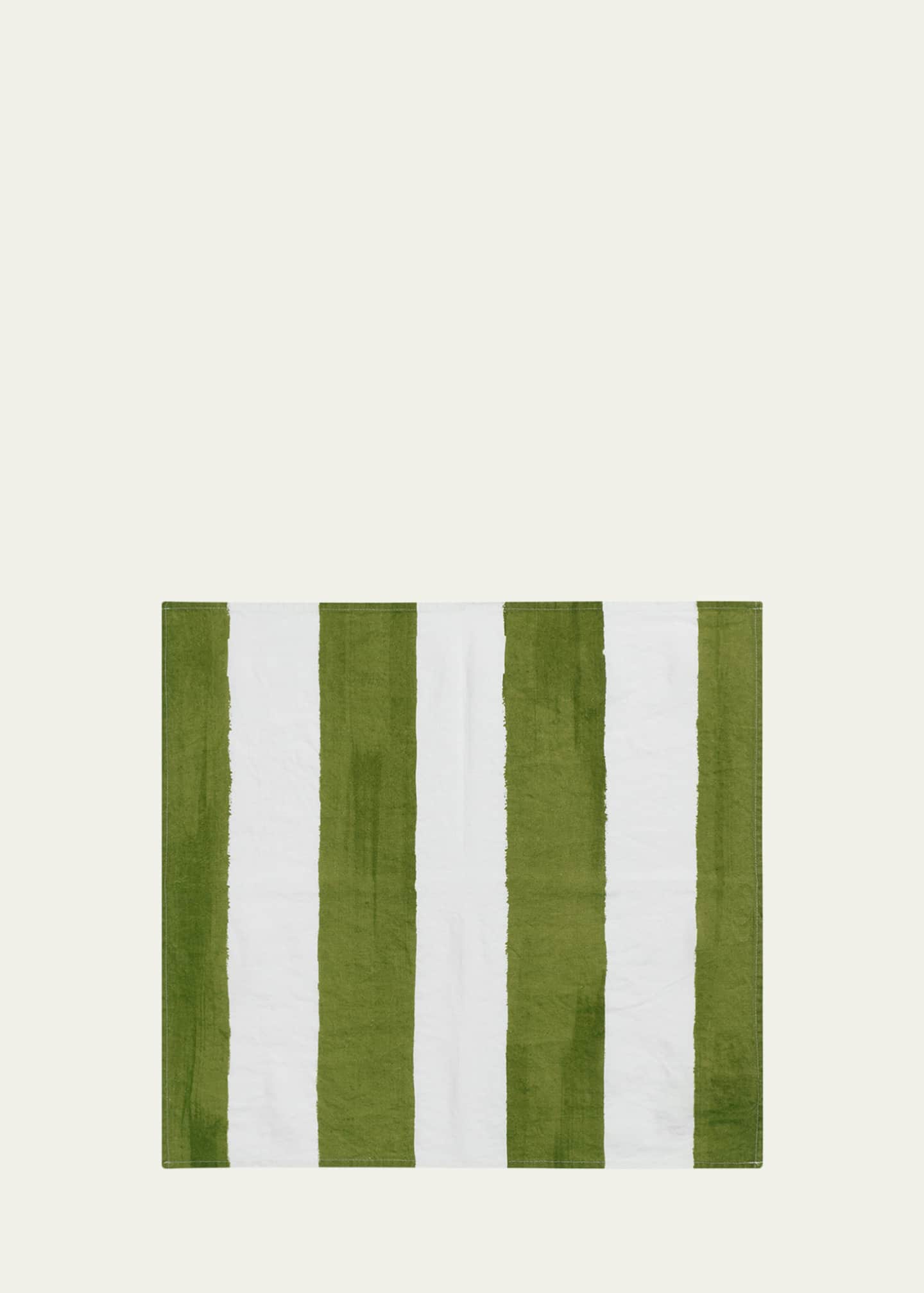 SUMMERILL & BISHOP Avocado Green Stripe Napkins, 20" Square Image 1 of 3