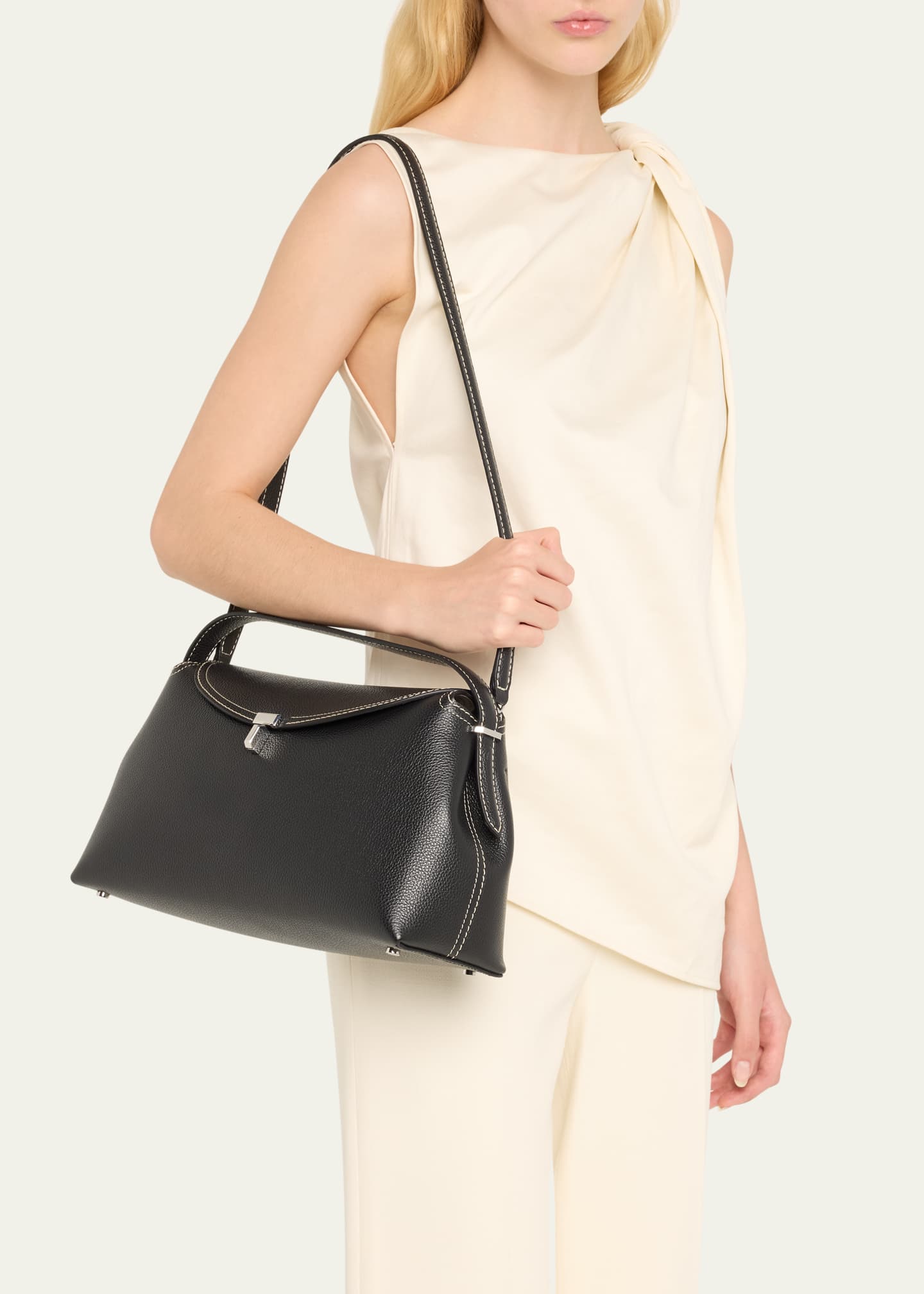Toteme T-Lock Top Handle Bag in Pebble Grain Leather Image 2 of 5