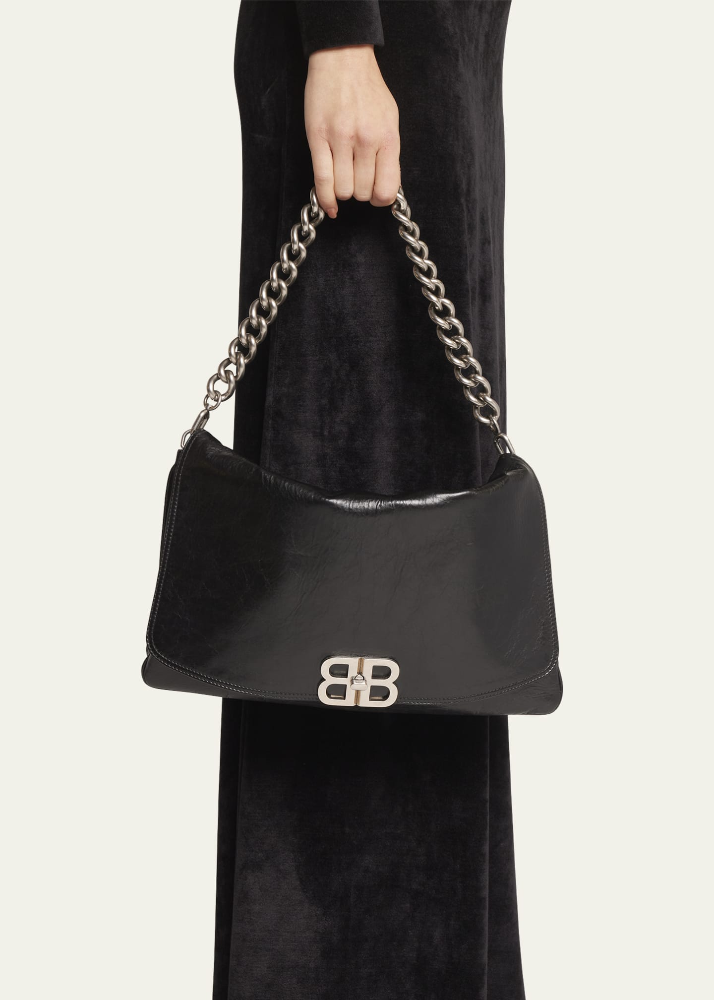 Balenciaga Bazar Leather Chain Shoulder Bag - Bergdorf Goodman