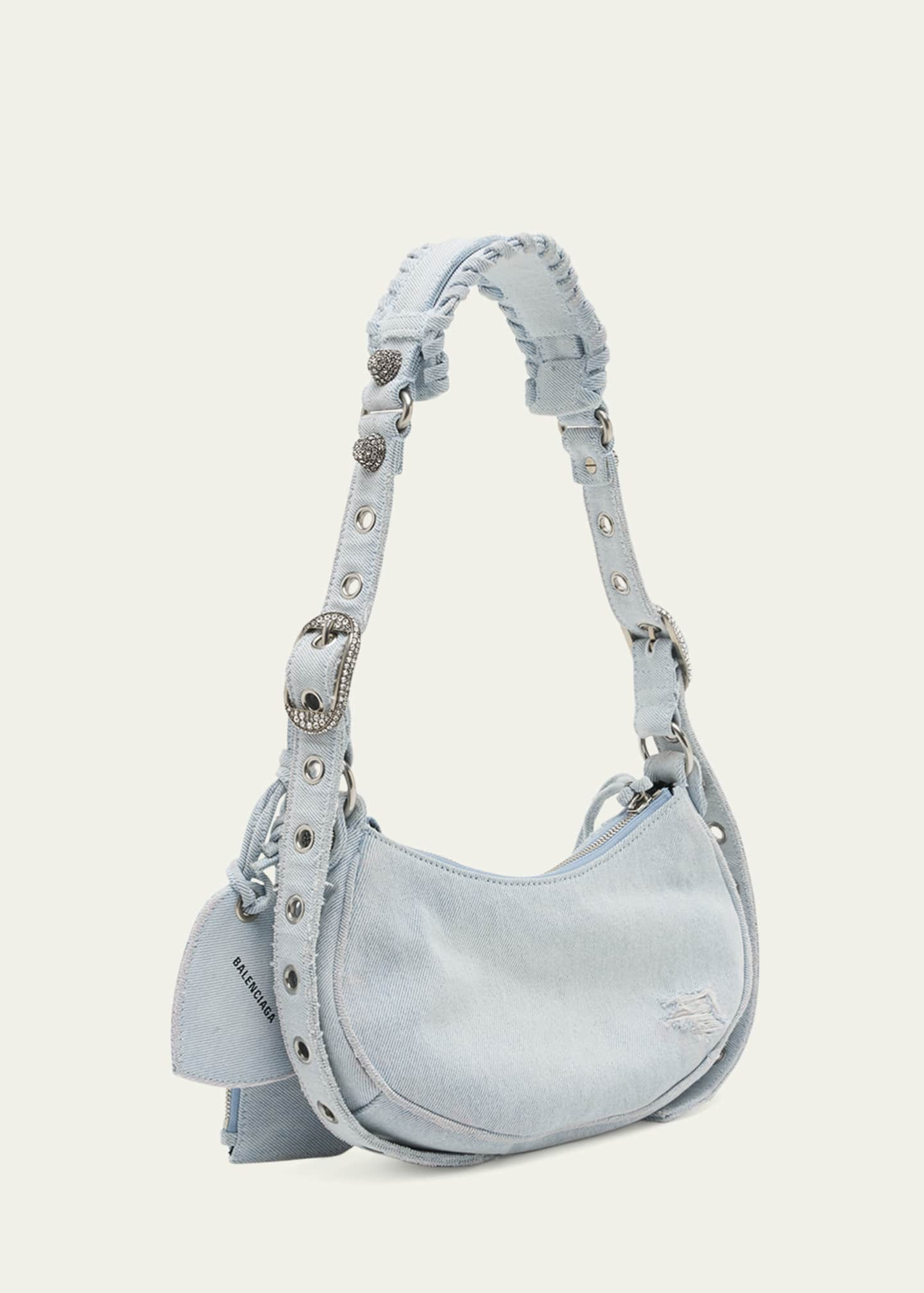 Balenciaga Le Cagole Xs Washed Denim Shoulder Bag