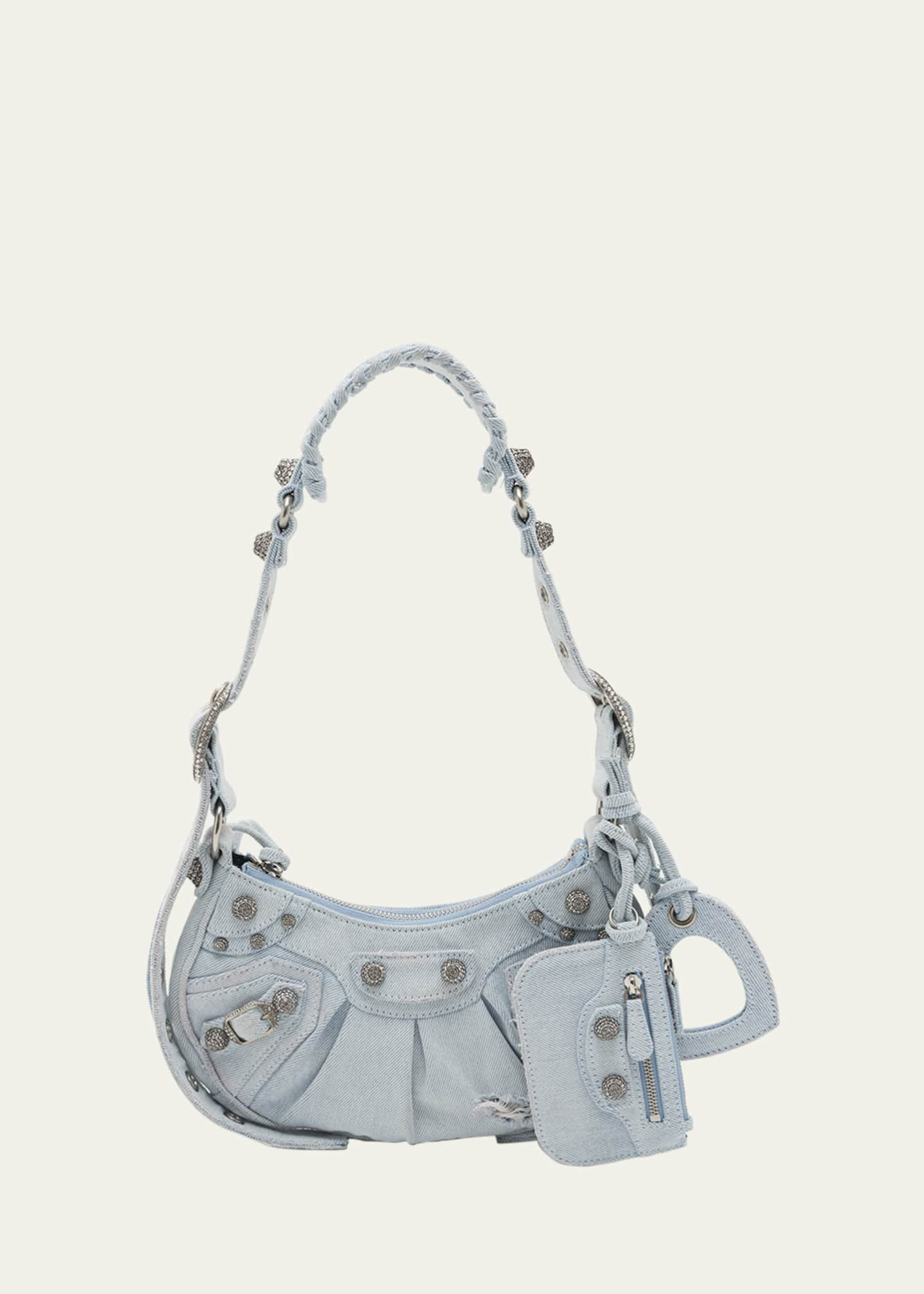 Le Cagole XS Leather Shoulder Bag in Grey - Balenciaga