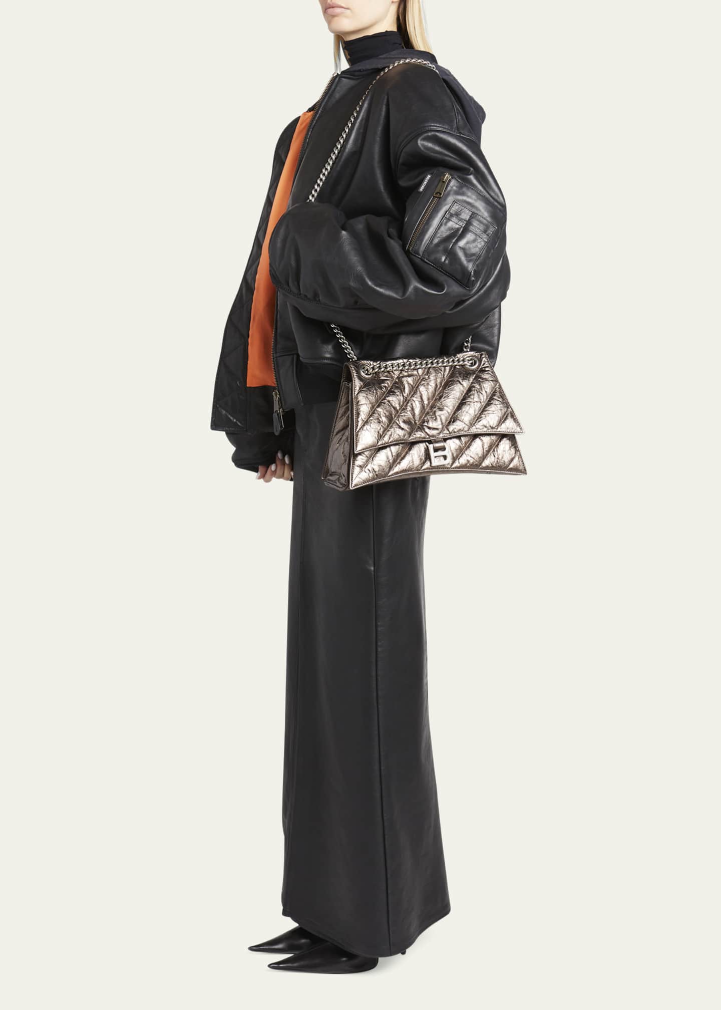 Balenciaga Hourglass Striped Padded Leather Shoulder Bag - Bergdorf Goodman