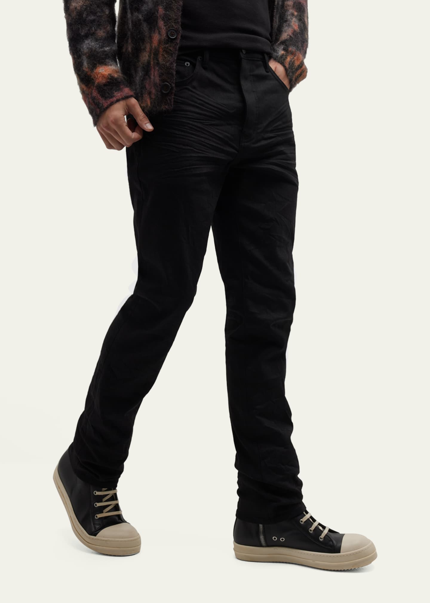PURPLE Men's P005 Black Raw Slim-Fit Jeans Image 6 of 7