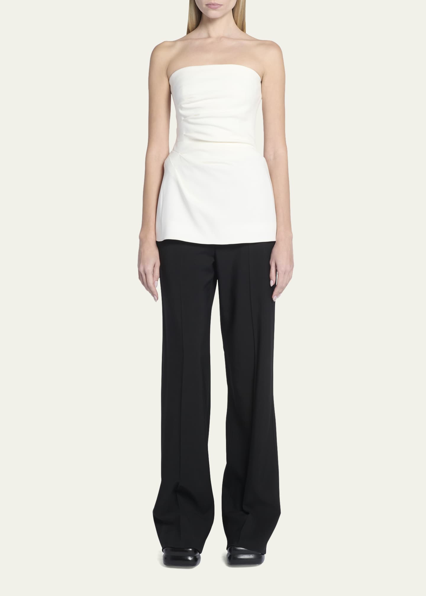 Gathered Crepe Strapless Top
