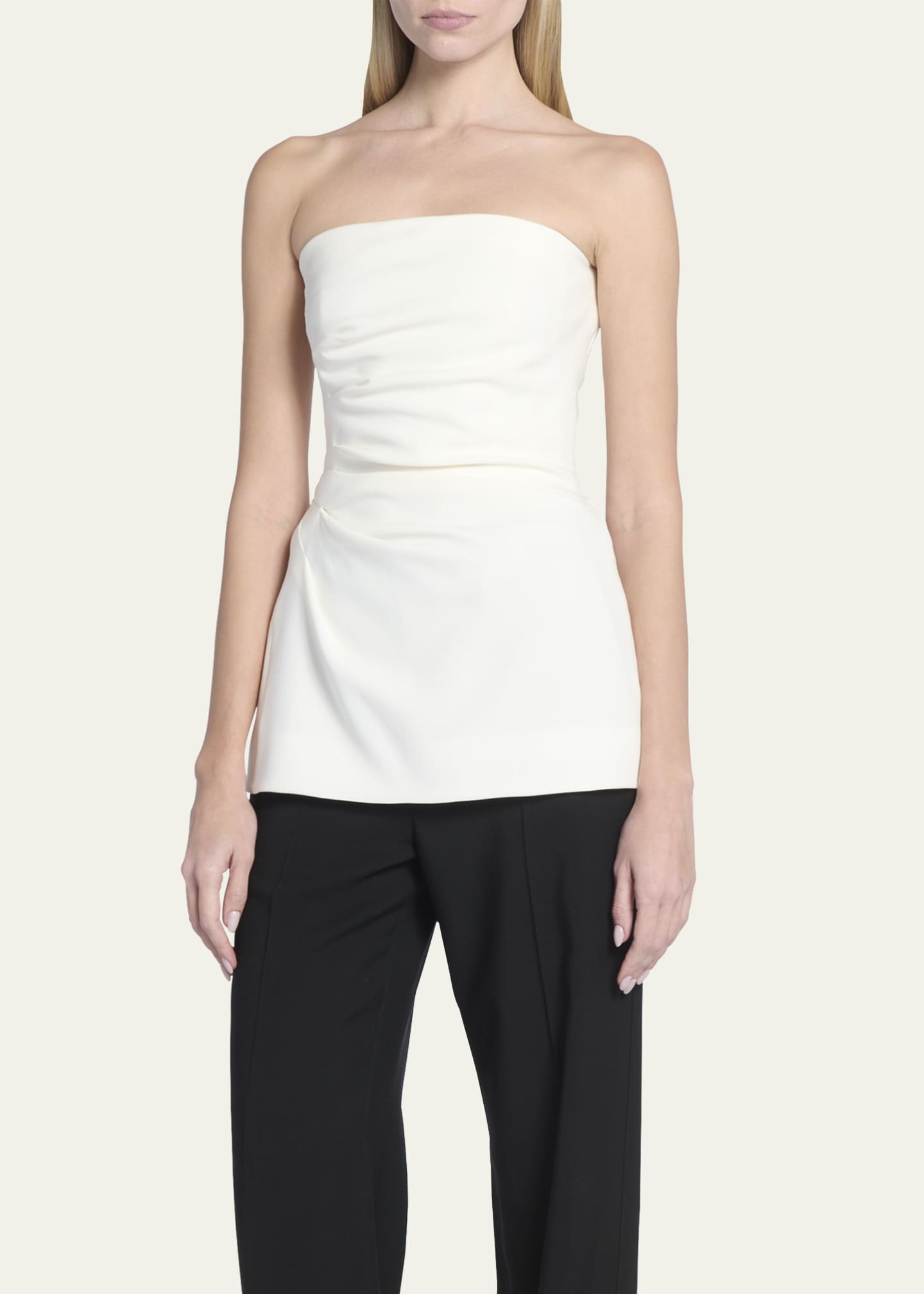 Gathered Crepe Strapless Top