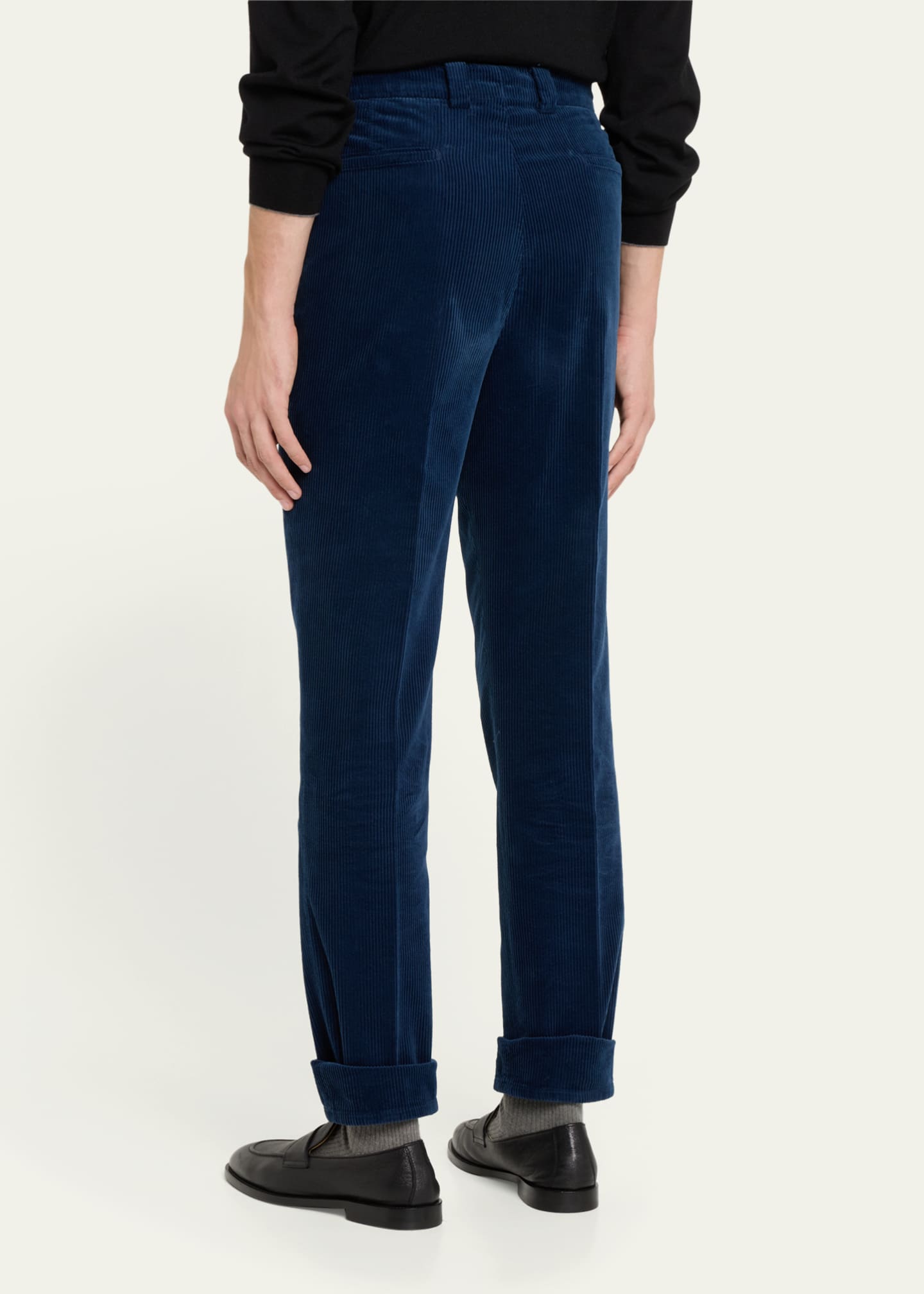 Single-pleat velvet trousers