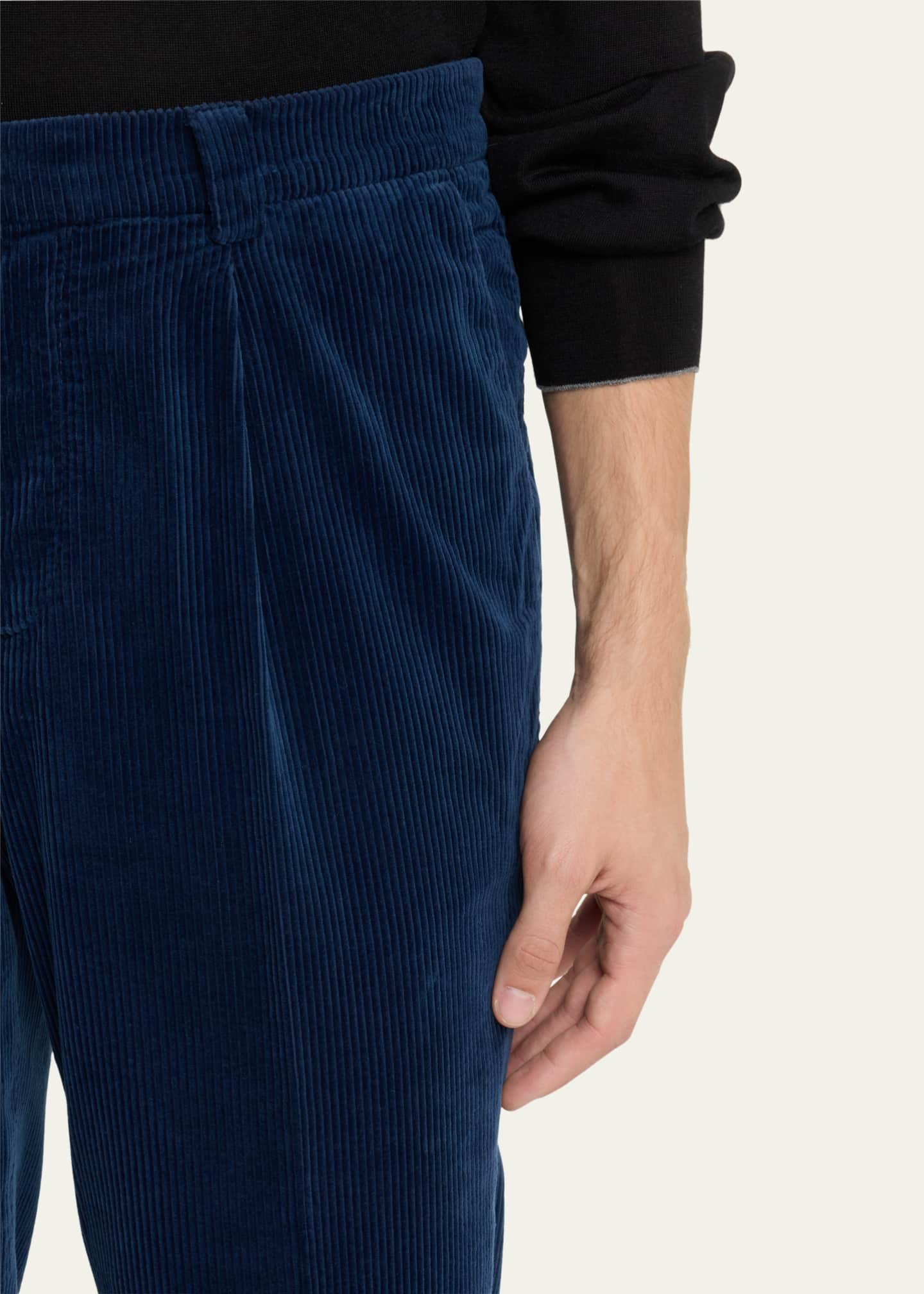 Brunello Cucinelli Men's Single-Pleated Corduroy Pants - Bergdorf Goodman