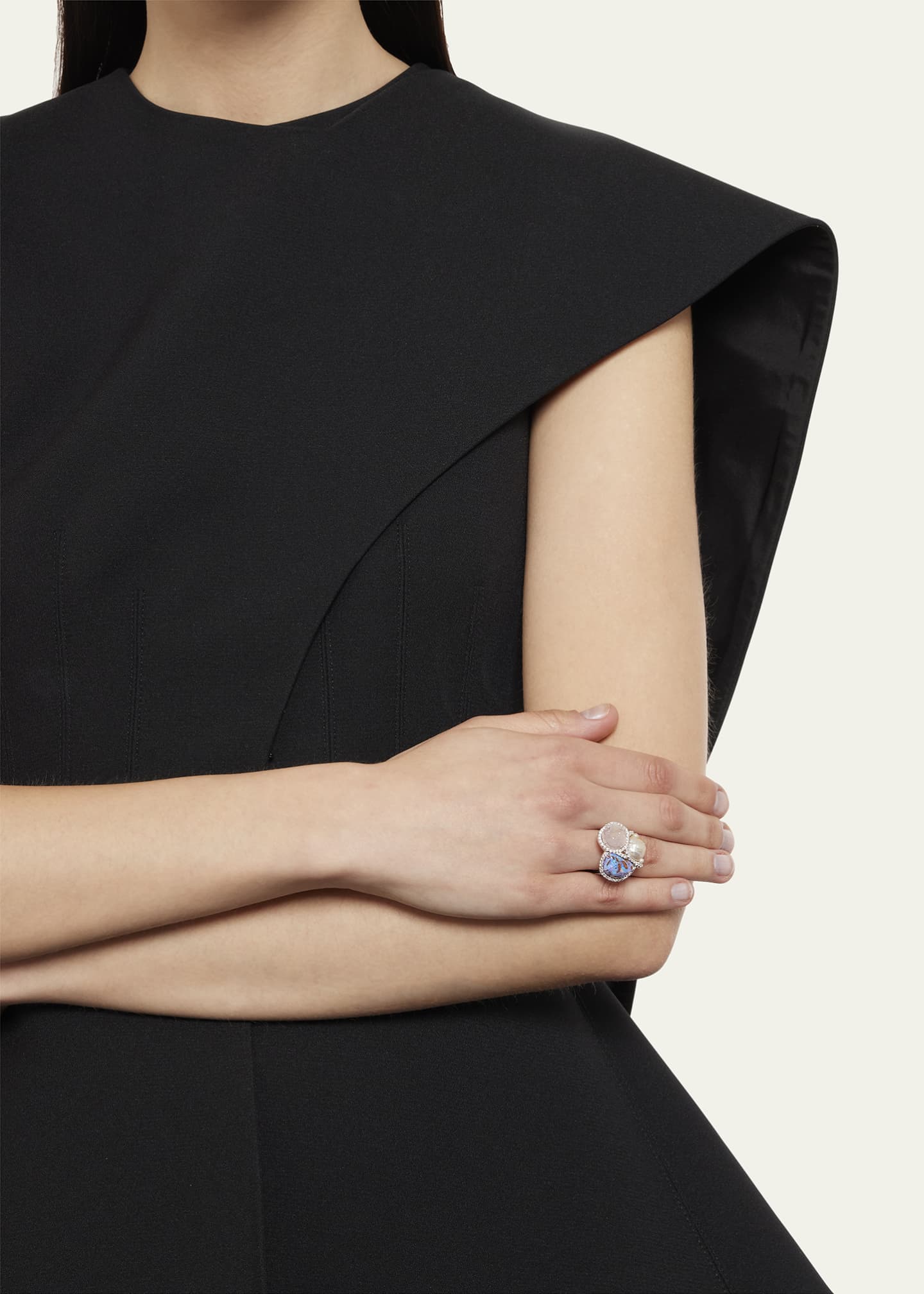 Kimberly McDonald White Gold Ring with Geode, Pearl, Opal and Diamonds Image 2 of 4