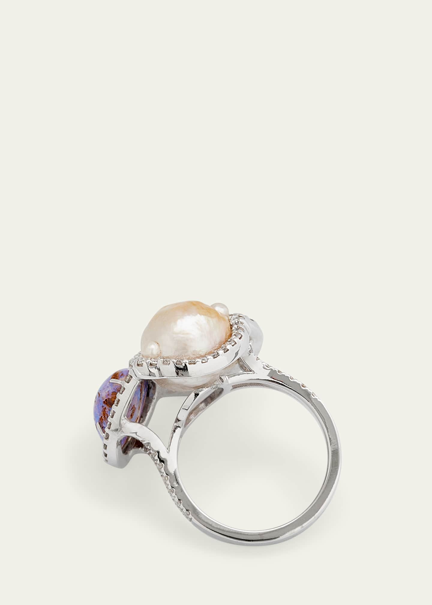 Kimberly McDonald White Gold Ring with Geode, Pearl, Opal and Diamonds Image 4 of 4