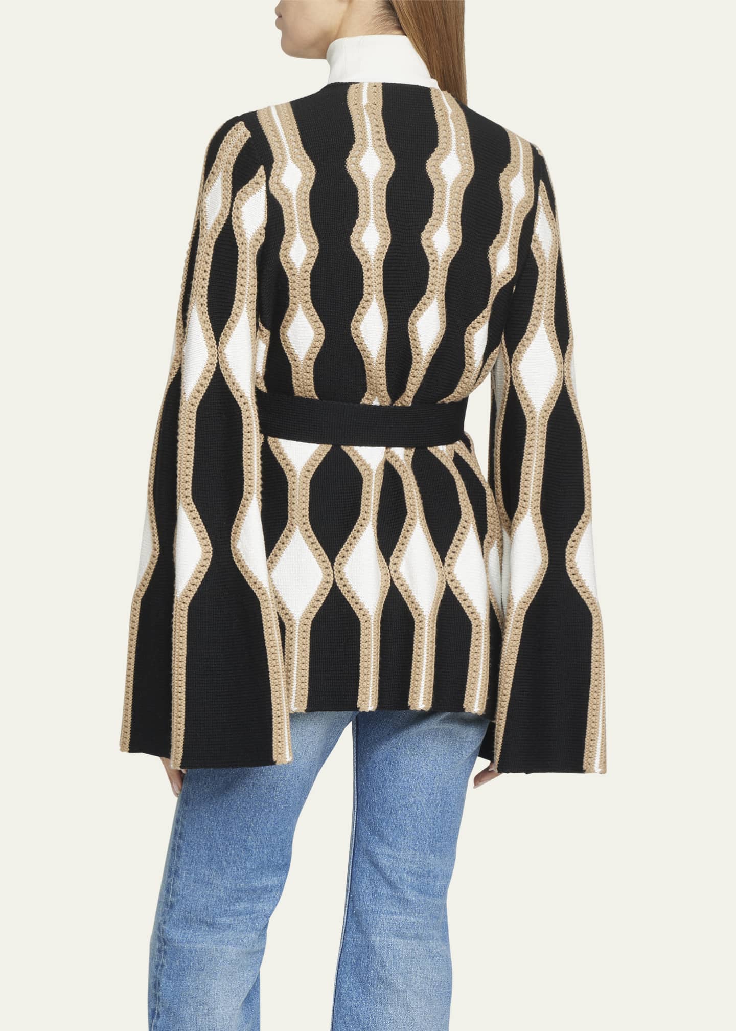 Chloe Renaissance Intarsia Cardigan with SelfTie Belt Bergdorf Goodman