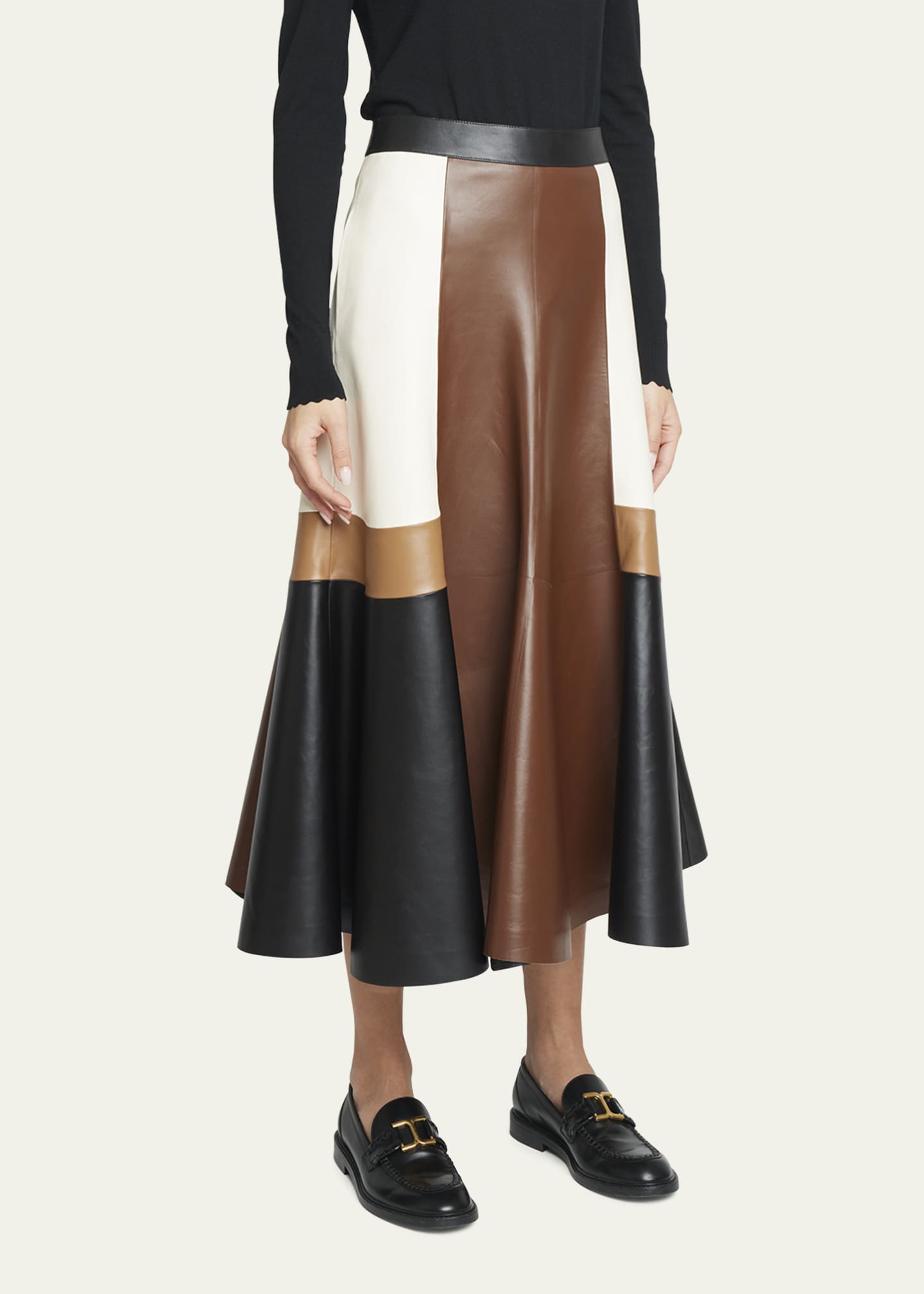 Chloe Leather Patchwork Skirt - Bergdorf Goodman