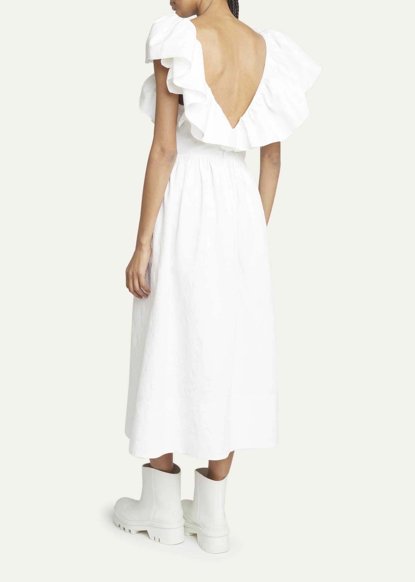 Chloé Women's V-Neck Midi Dress - White - Casual Dresses