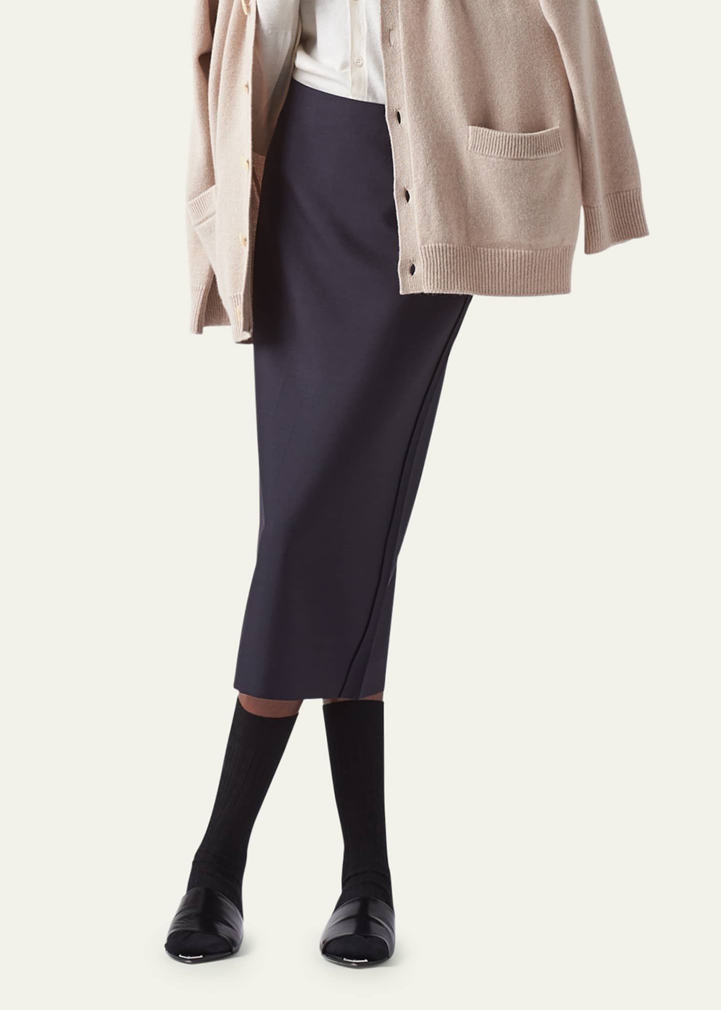 Prada Mohair Pencil Midi Skirt Image 4 of 5