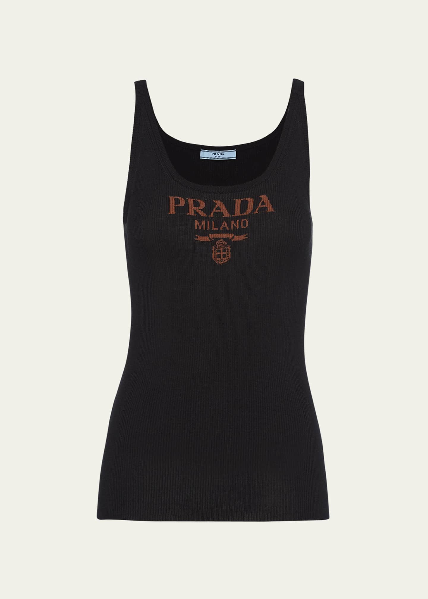 Prada logo-embroidered knit top - Grey