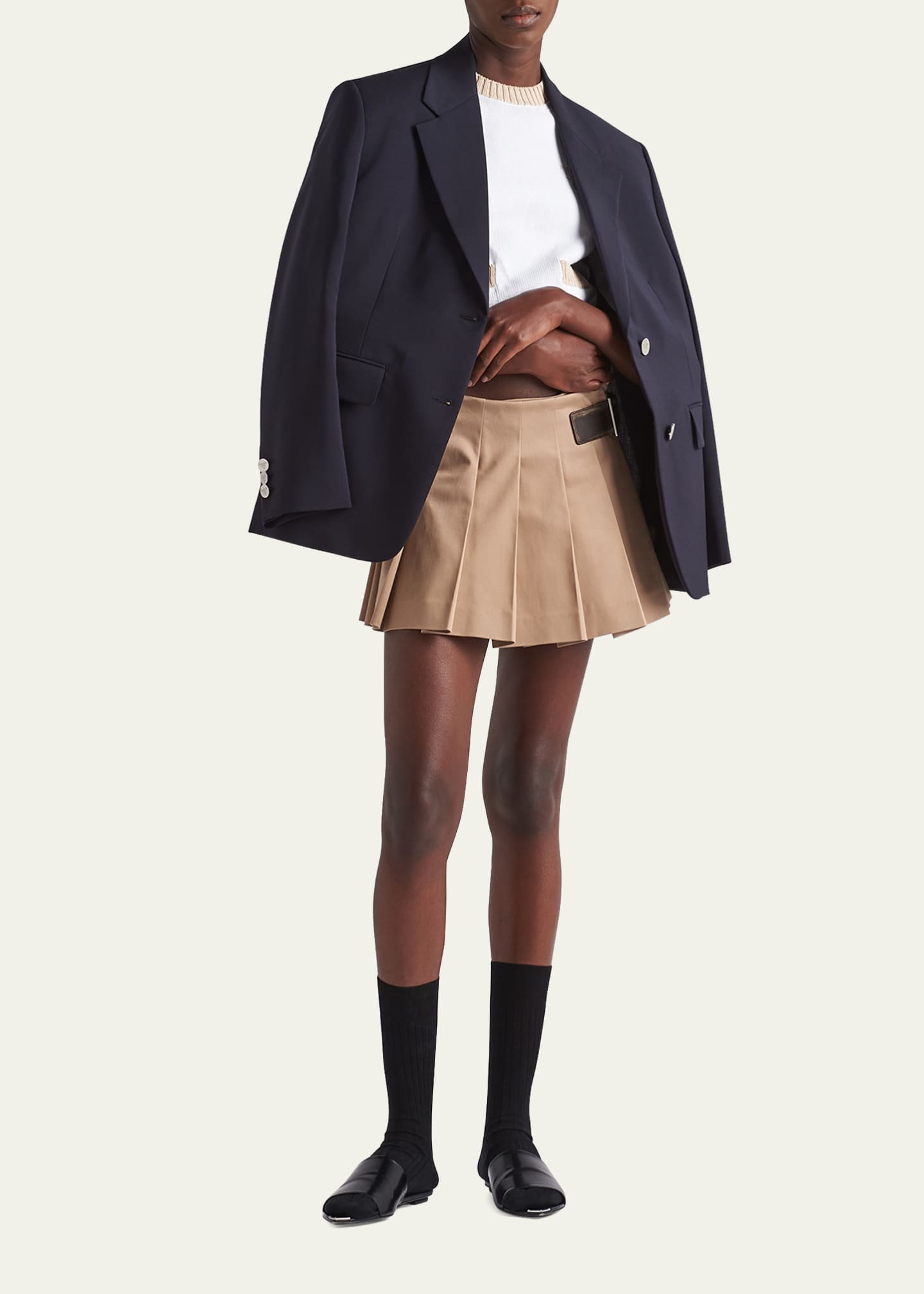 Prada Pleated Gabardine Mini Skirt - Bergdorf Goodman
