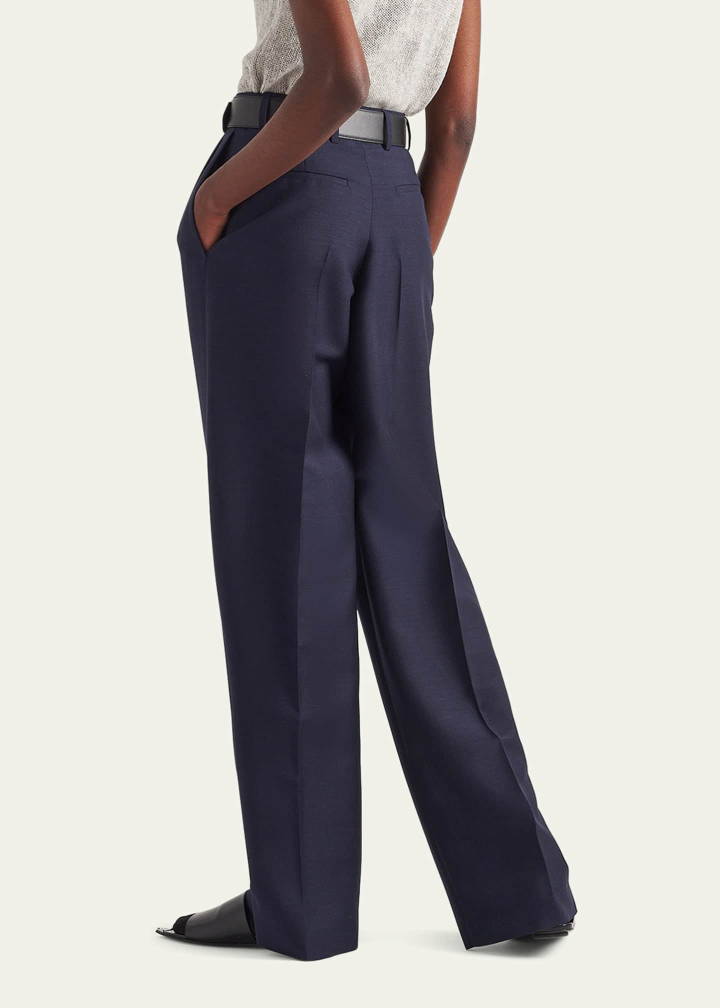 Prada triangle-logo Mohair Tailored Trousers - Farfetch