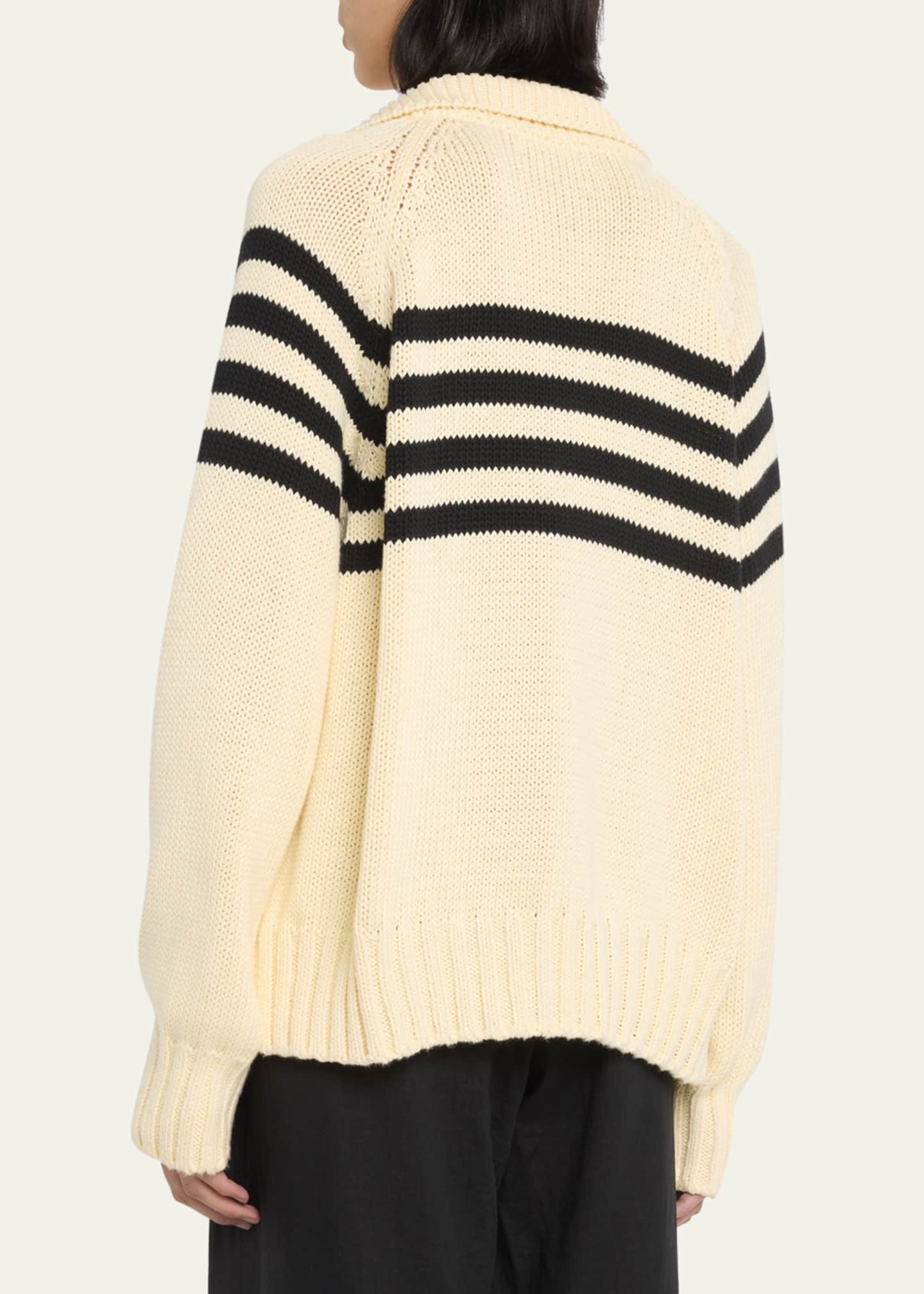 Ciao Lucia Liliana Stripe V-Neck Polo Sweater - Bergdorf Goodman