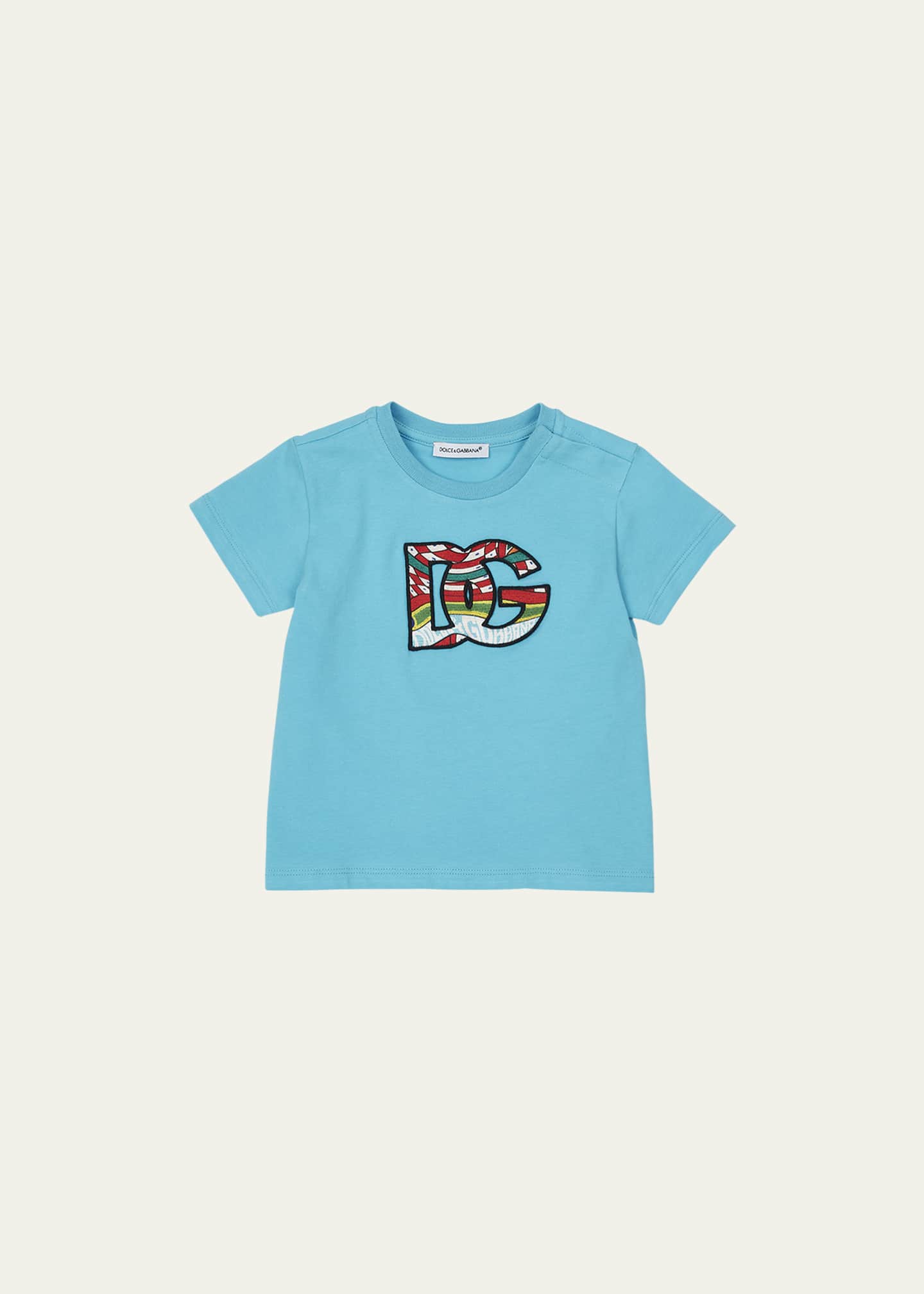 Dolce&Gabbana Kid's Carretto Embroidered Interlocked Logo T-Shirt