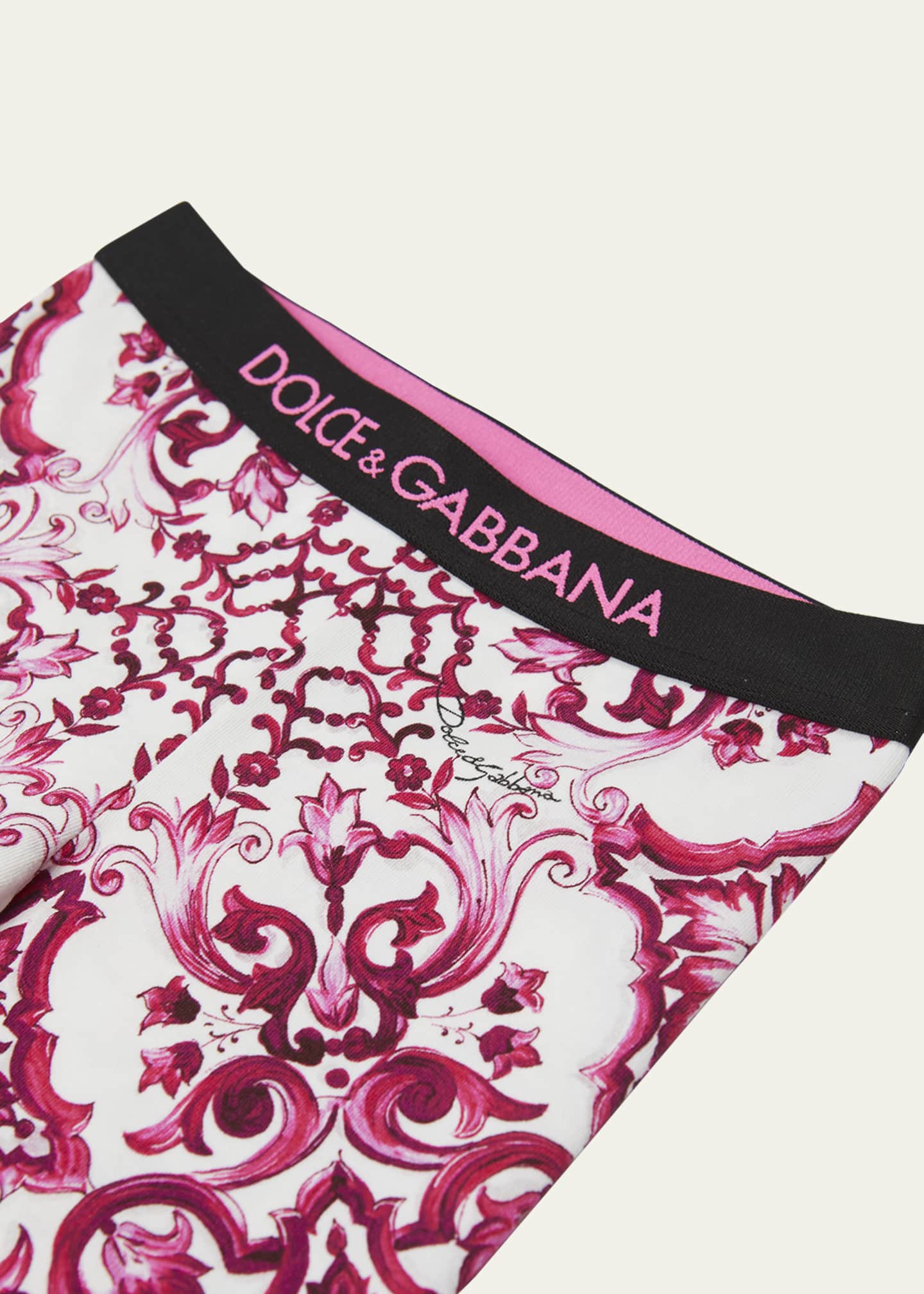 Dolce&Gabbana Girl's Maiolica Logo Tape Leggings, Size 12M30M