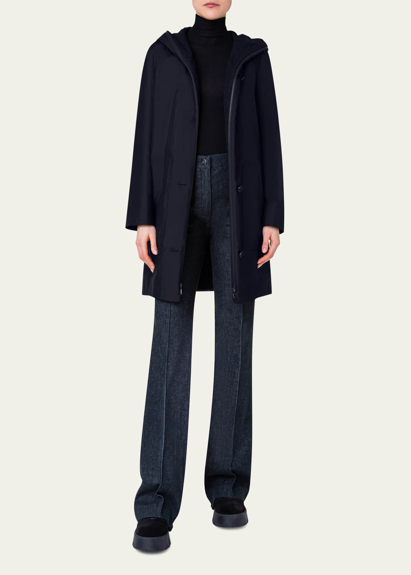 Akris Hooded Cashmere Two-In-One Short Coat Image 2 of 5