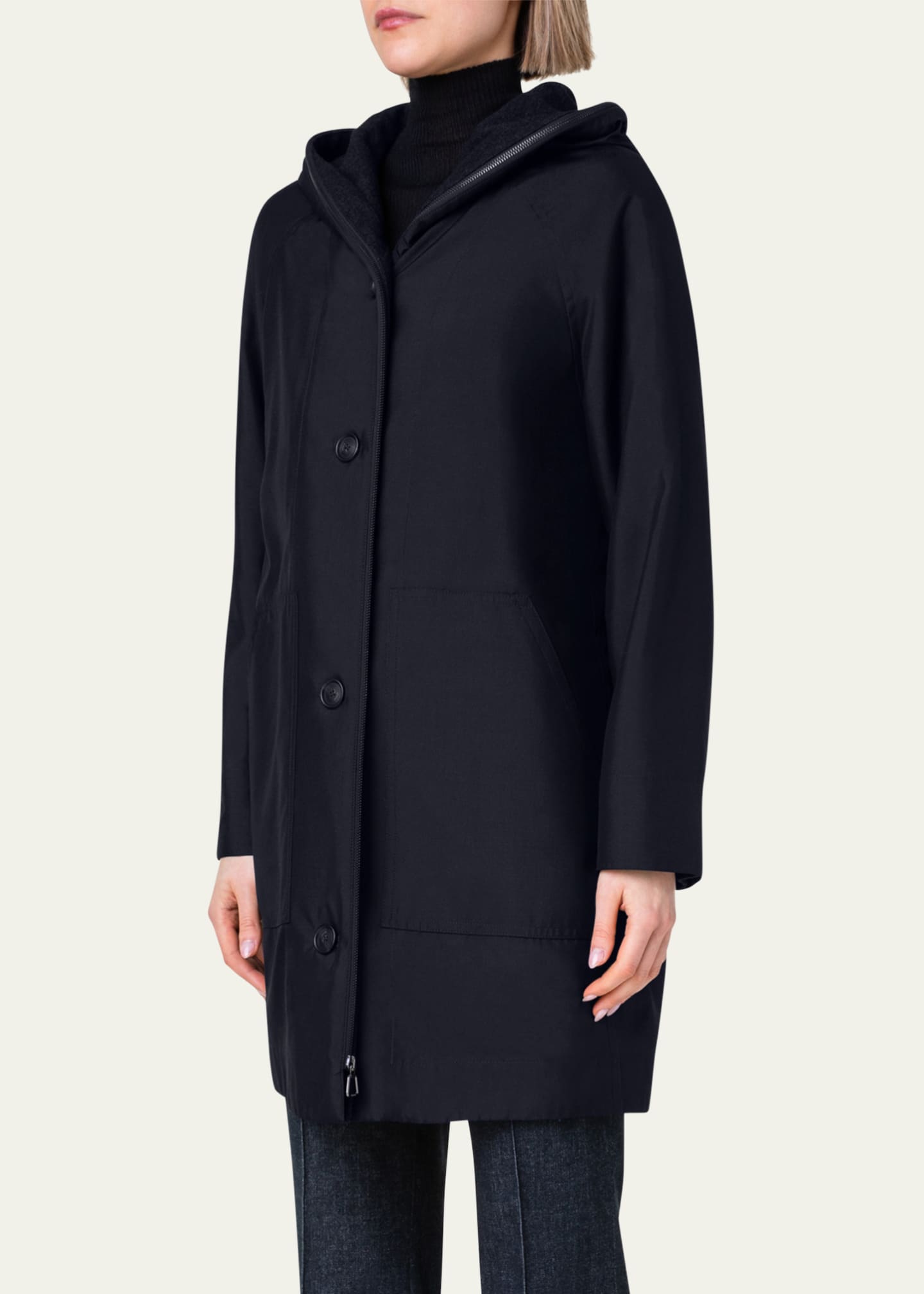 Akris Hooded Cashmere Two-In-One Short Coat Image 4 of 5