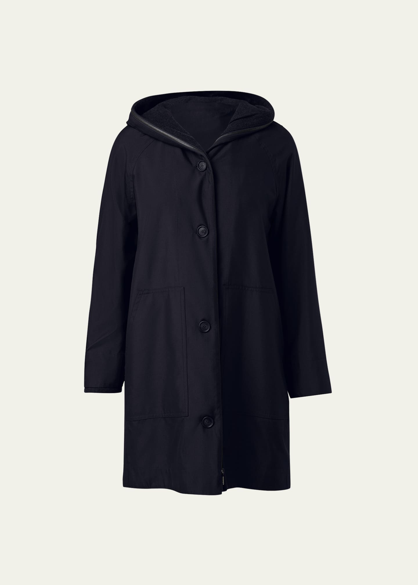 Akris Hooded Cashmere Two-In-One Short Coat Image 1 of 5