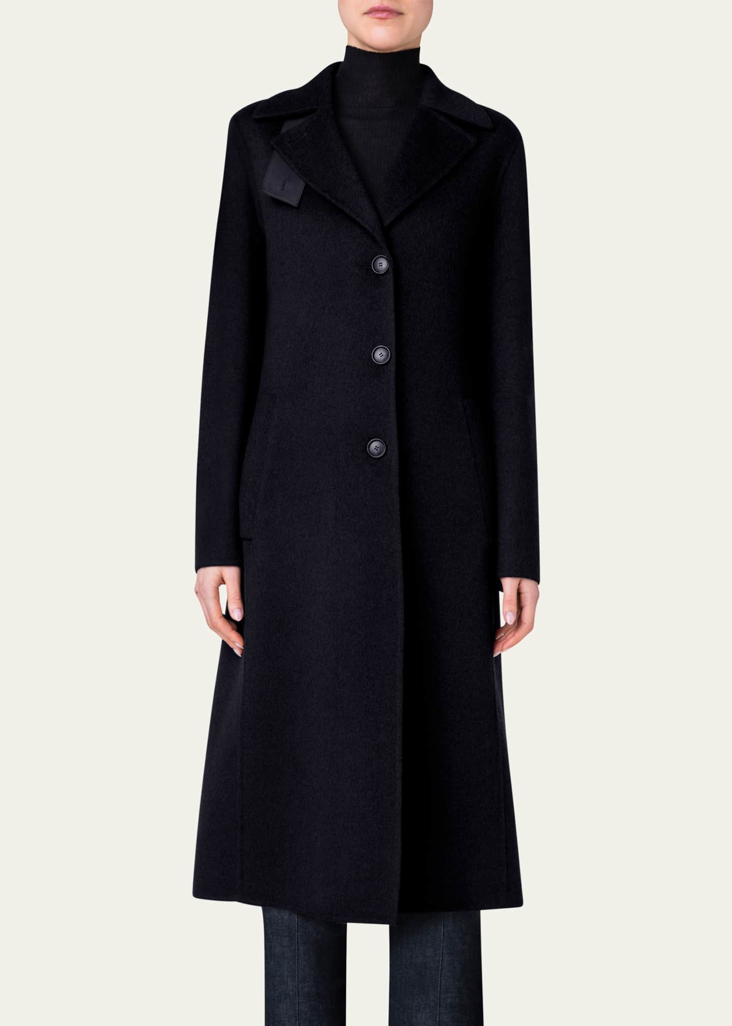 Akris Leather Collar Cashmere Coat Image 2 of 5