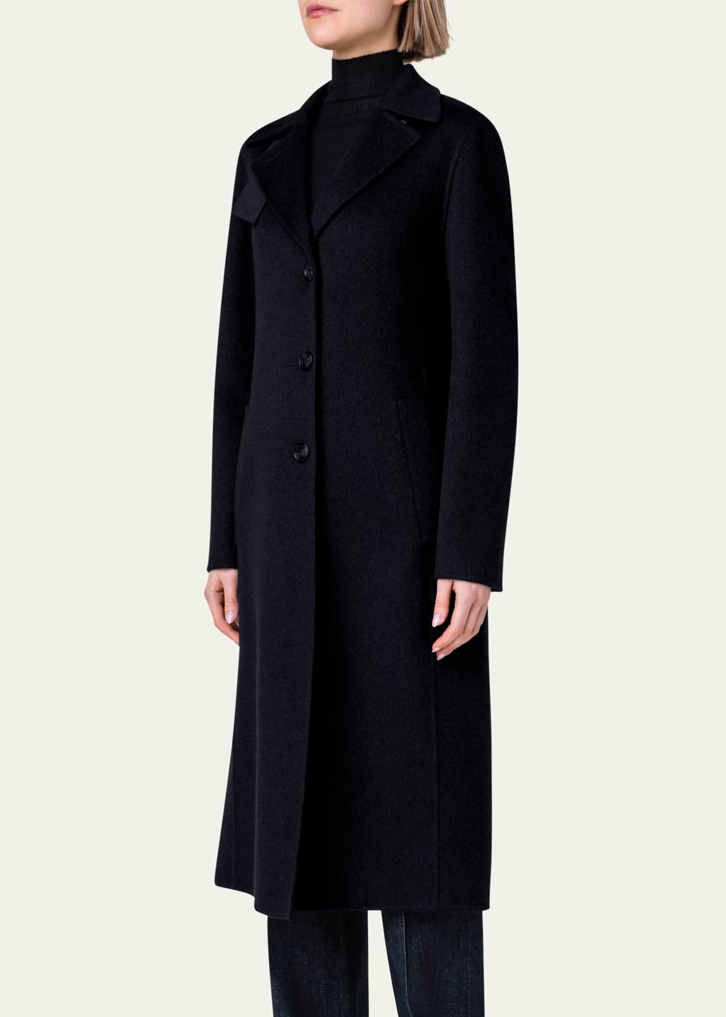 Akris Leather Collar Cashmere Coat Image 4 of 5