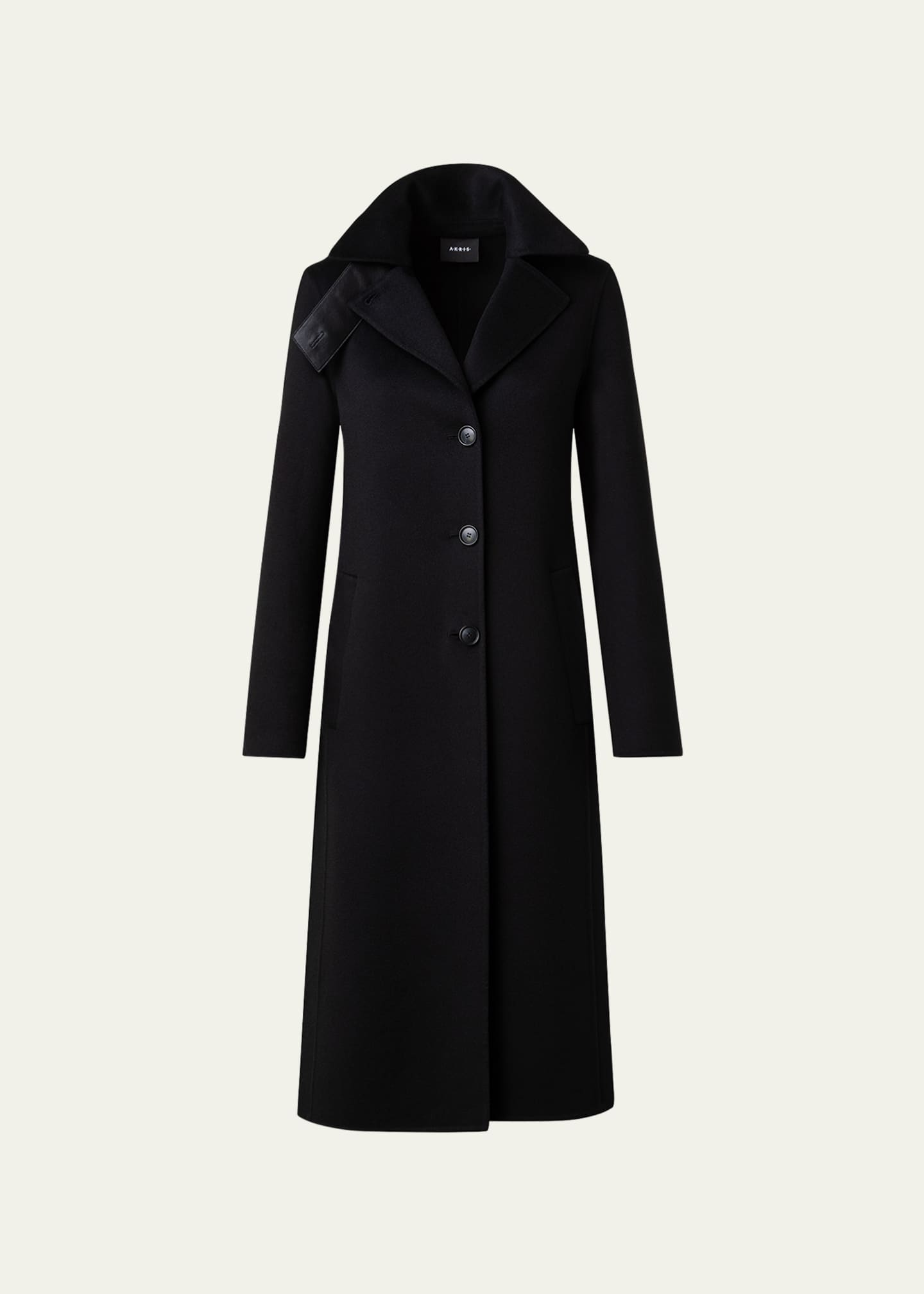 Akris Leather Collar Cashmere Coat Image 1 of 5