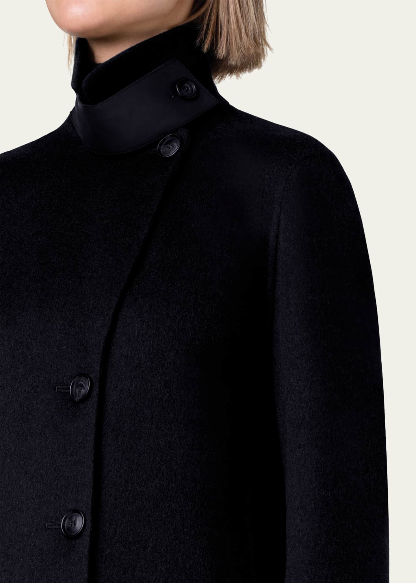 Akris Leather Collar Cashmere Coat Image 5 of 5