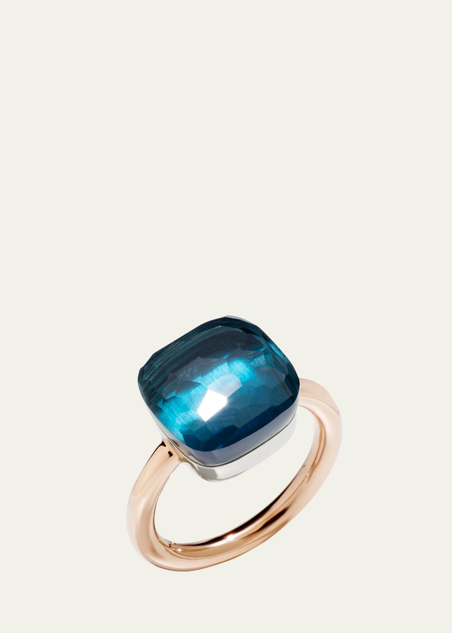 Pomellato Nudo マキシ リング ロンドンブルートパーズ Pomellato Nudo Maxi 18K Rose Gold London Blue Topaz Ring