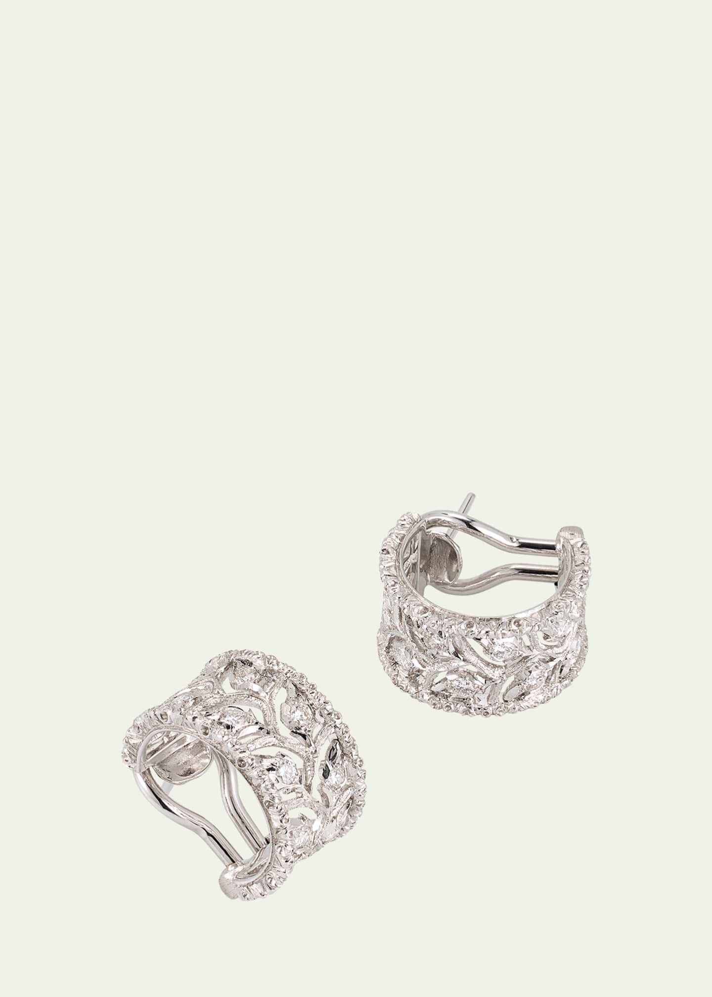 Buccellati 18K Gold Ramage Half Hoop Diamond Earrings Image 3 of 4