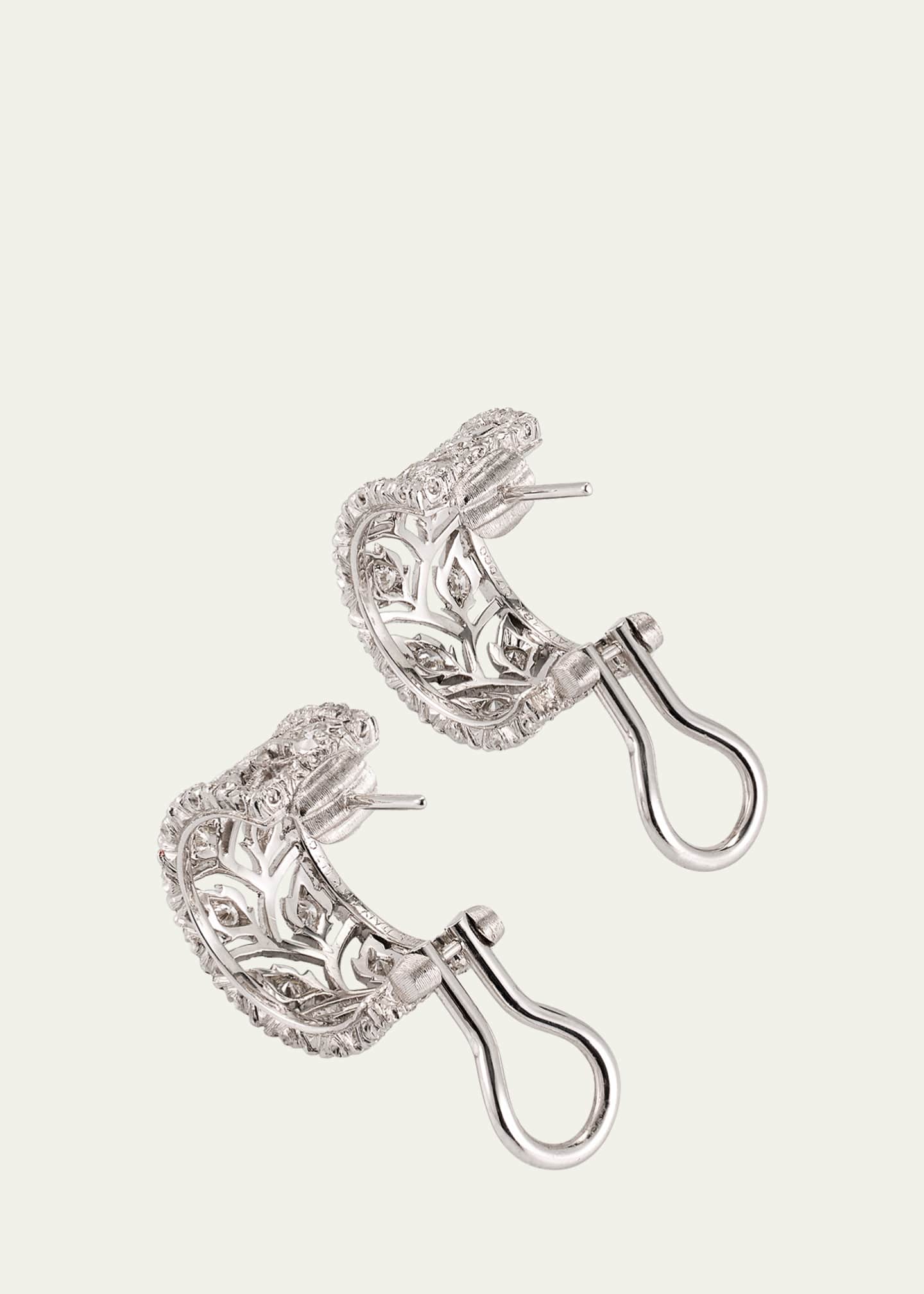 Buccellati 18K Gold Ramage Half Hoop Diamond Earrings Image 4 of 4