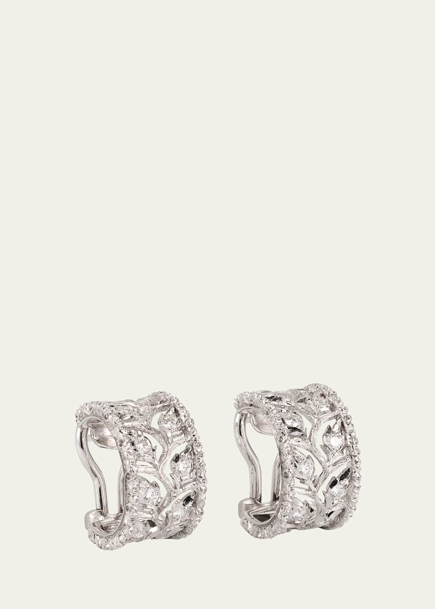 Buccellati 18K Gold Ramage Half Hoop Diamond Earrings Image 1 of 4